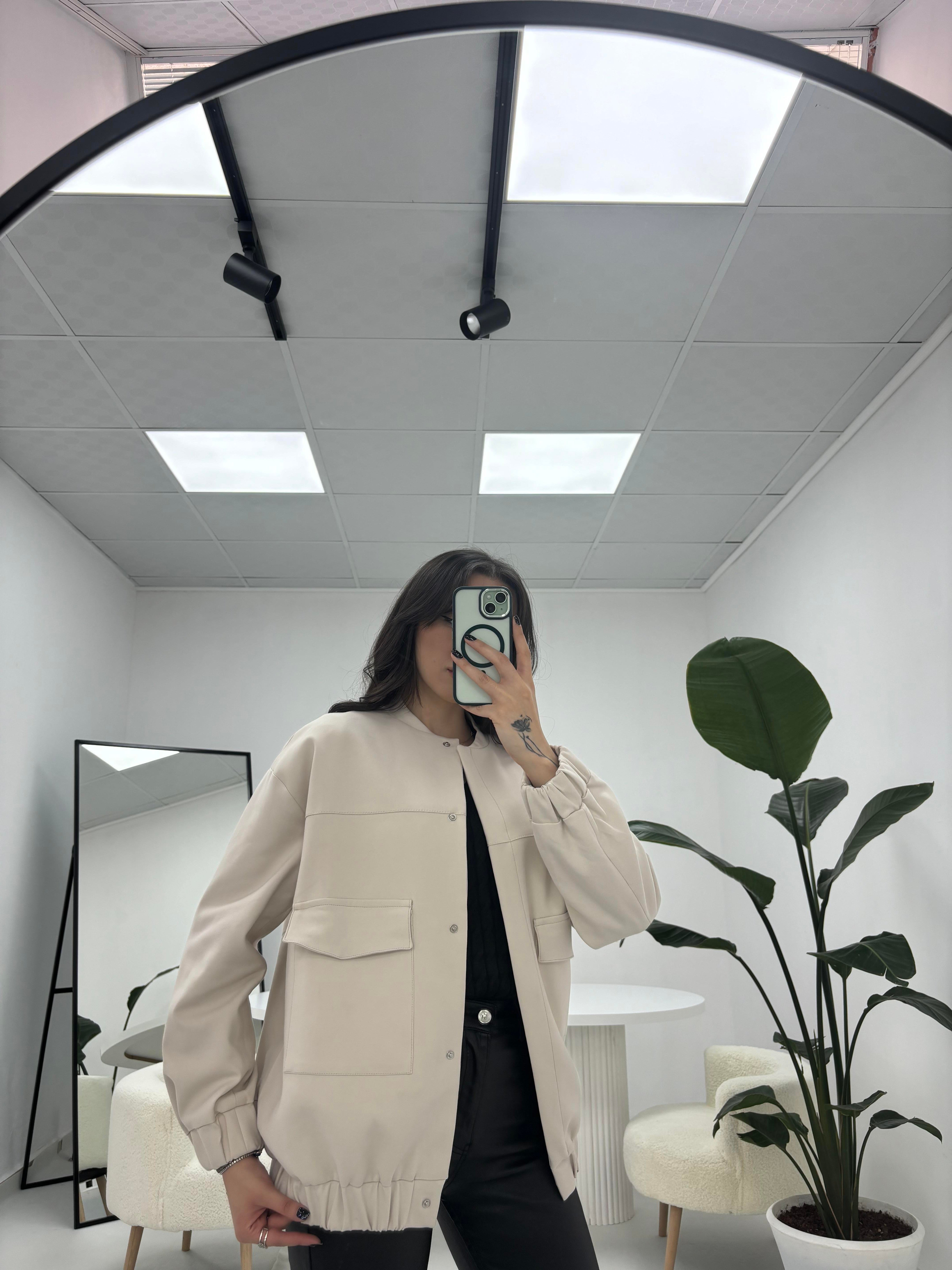Premium Kalite Bomber Ceket Taş