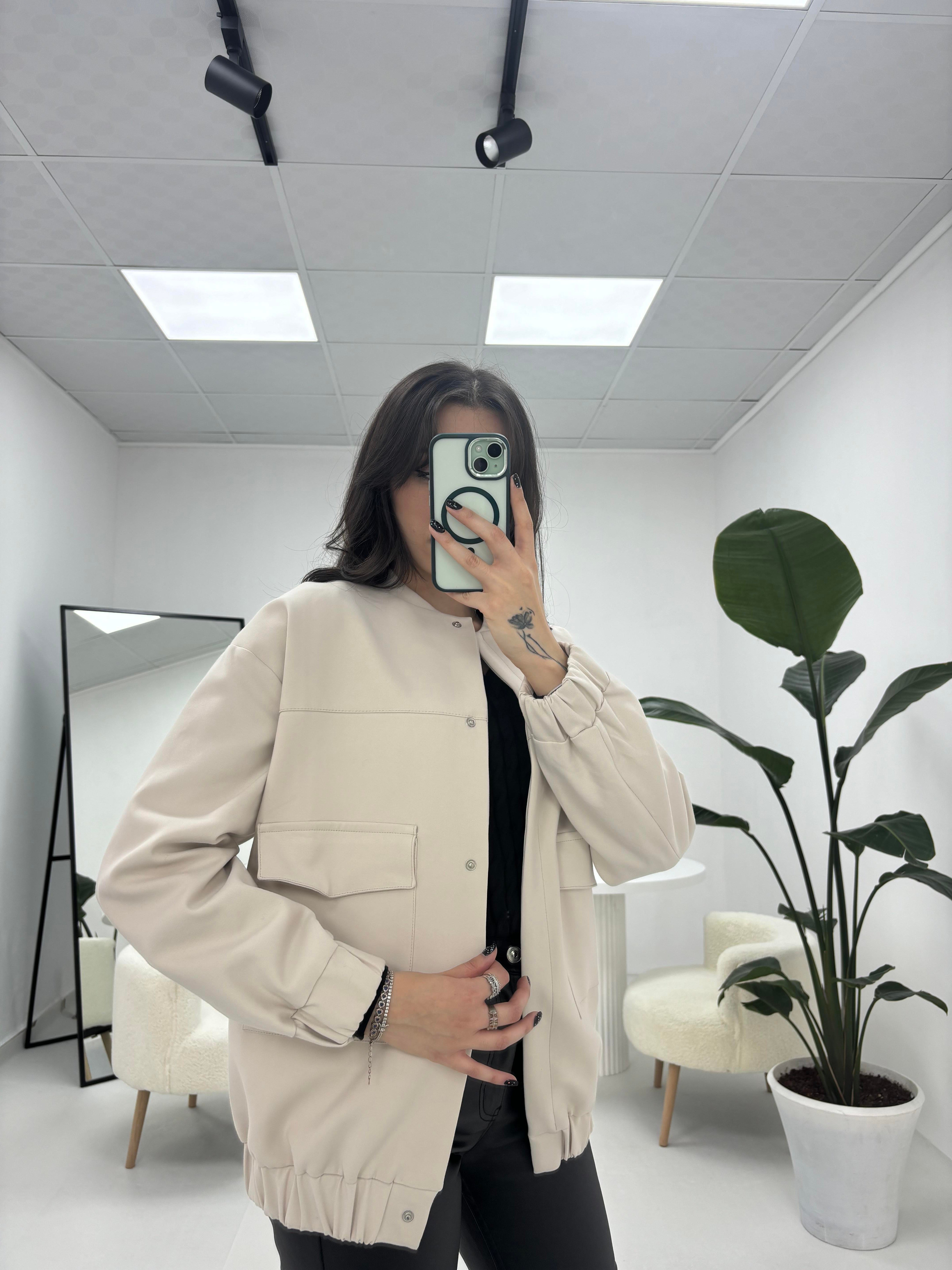Premium Kalite Bomber Ceket Taş