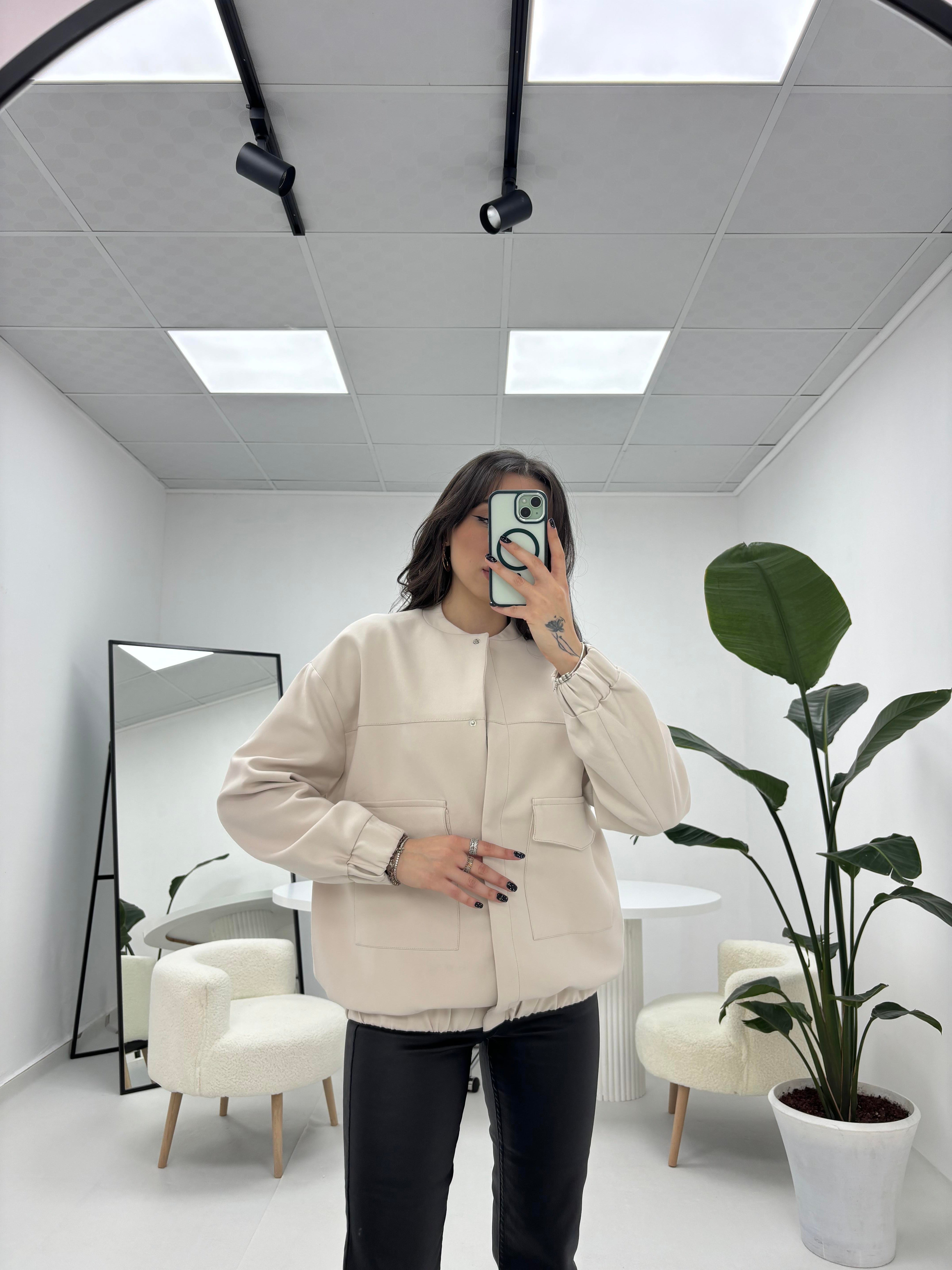 Premium Kalite Bomber Ceket Taş