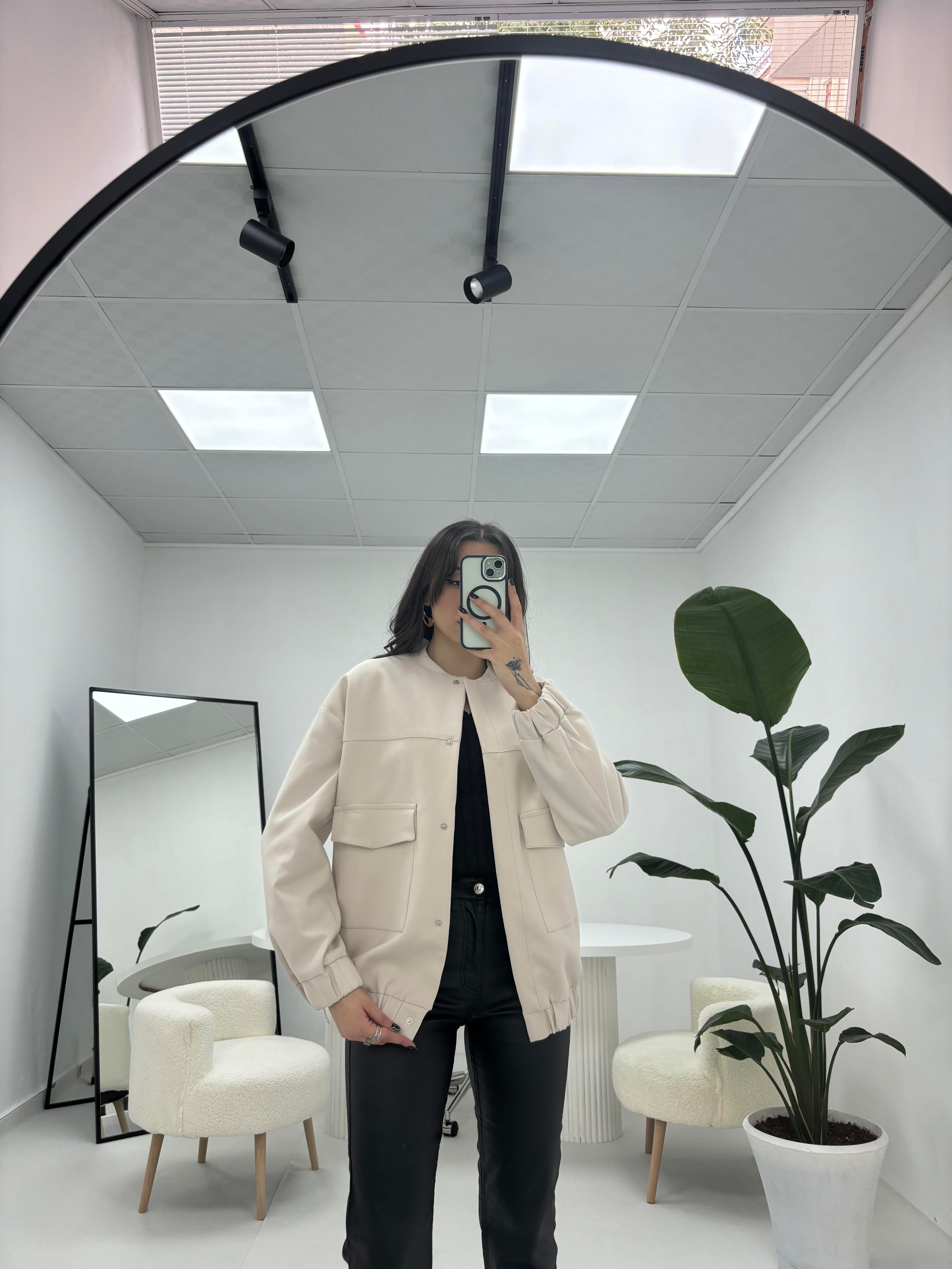 Premium Kalite Bomber Ceket Taş