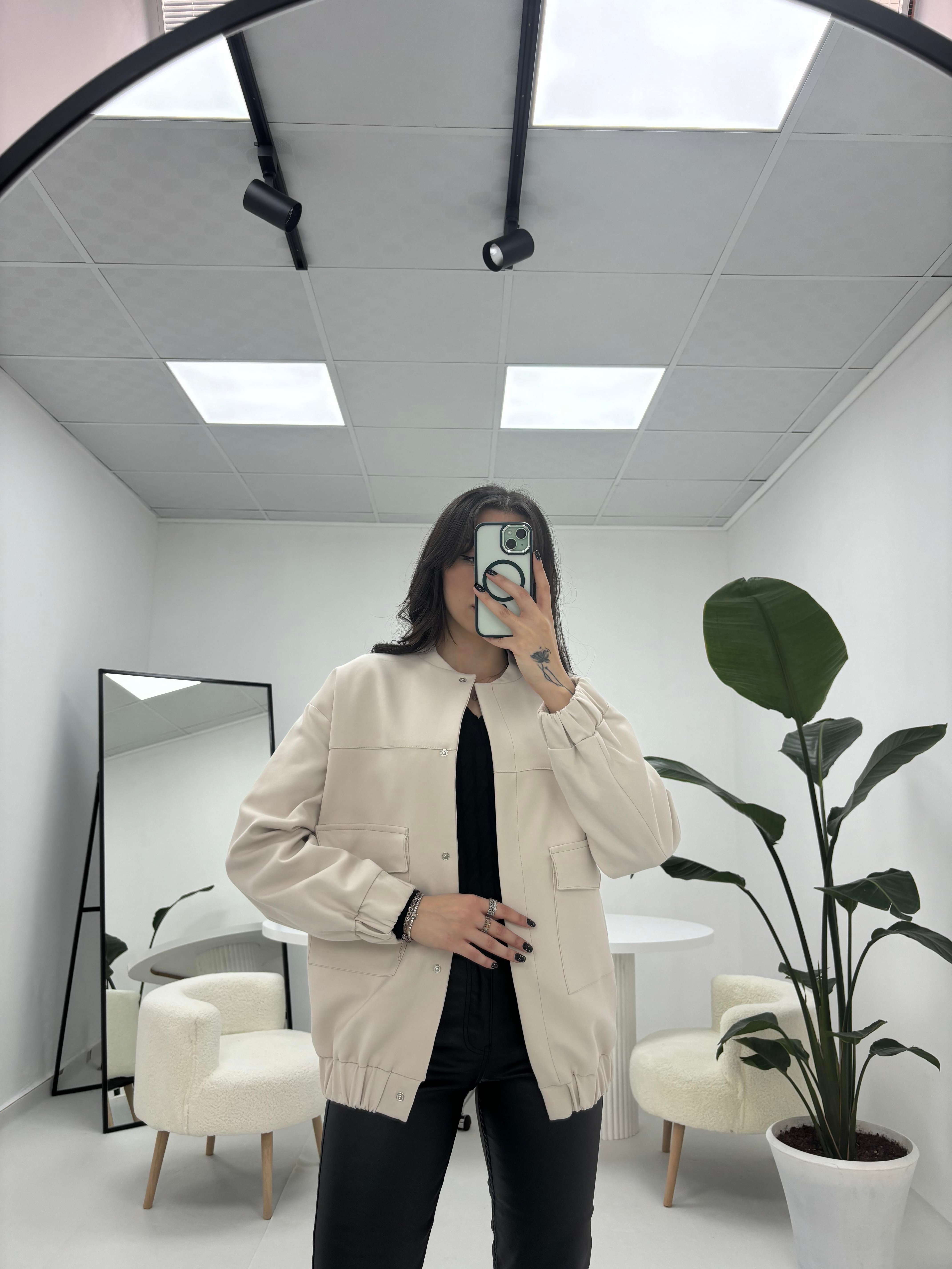 Premium Kalite Bomber Ceket Taş