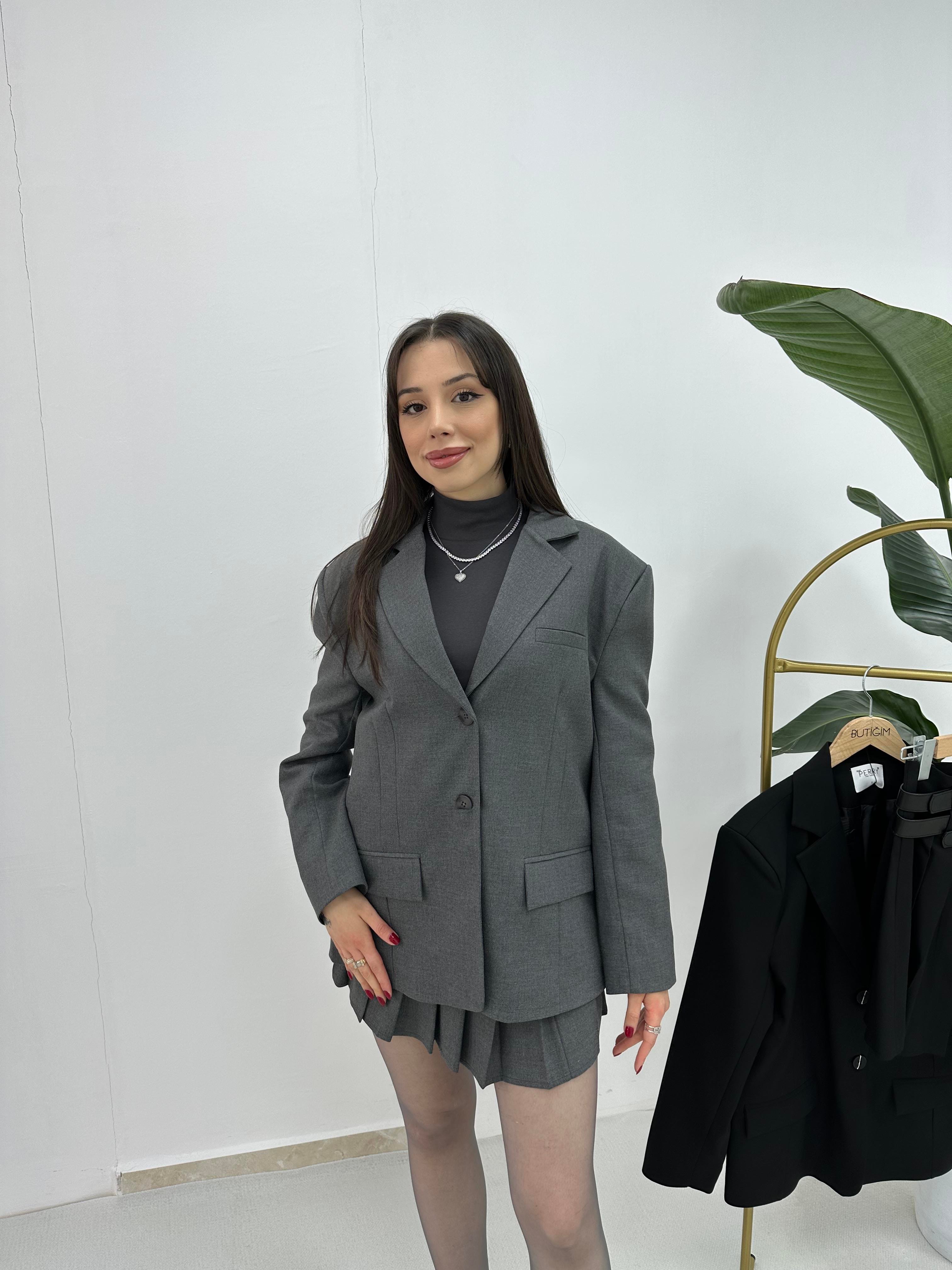 Premium Oversize Gri Ceket