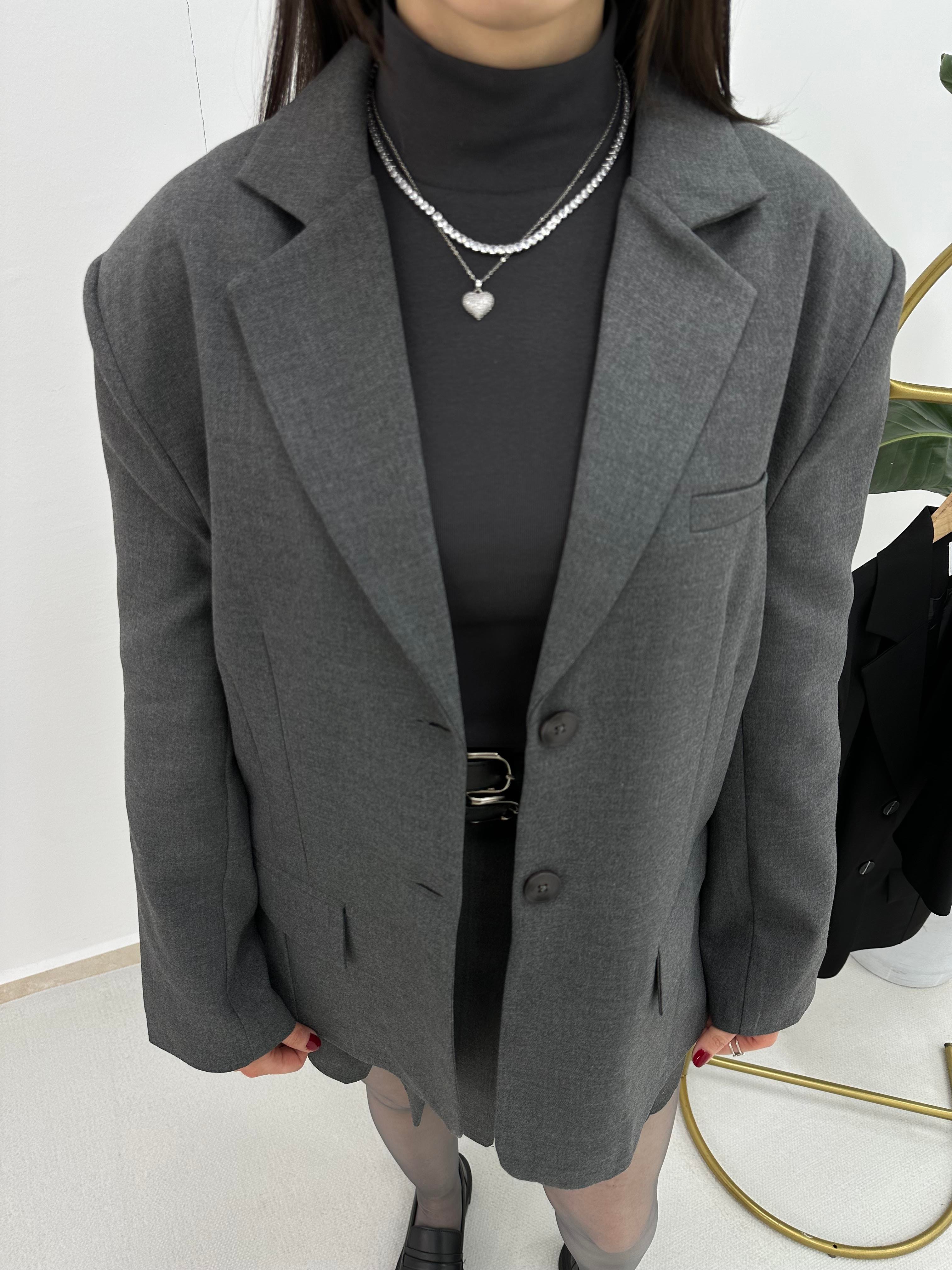 Premium Oversize Gri Ceket