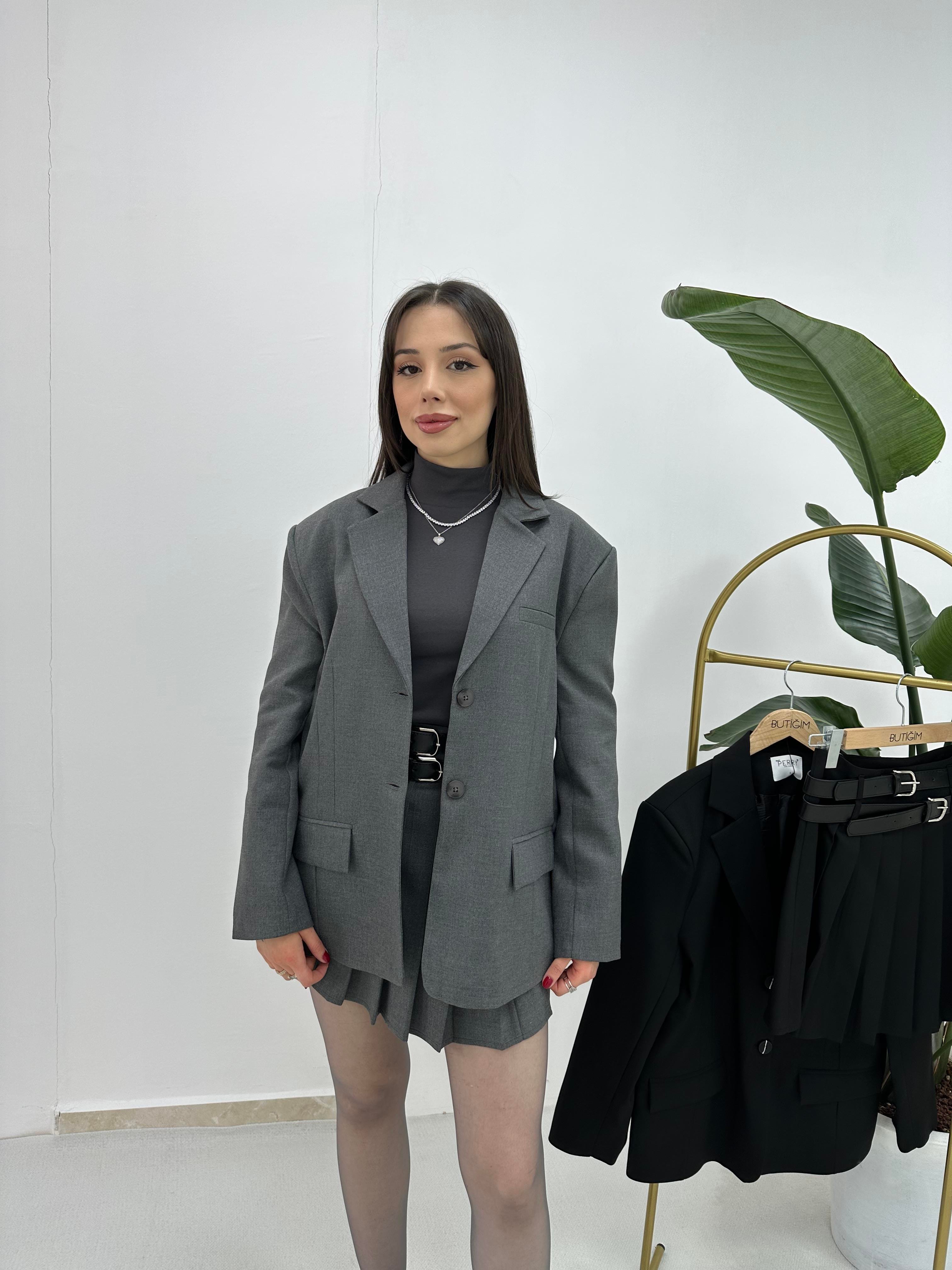 Premium Oversize Gri Ceket