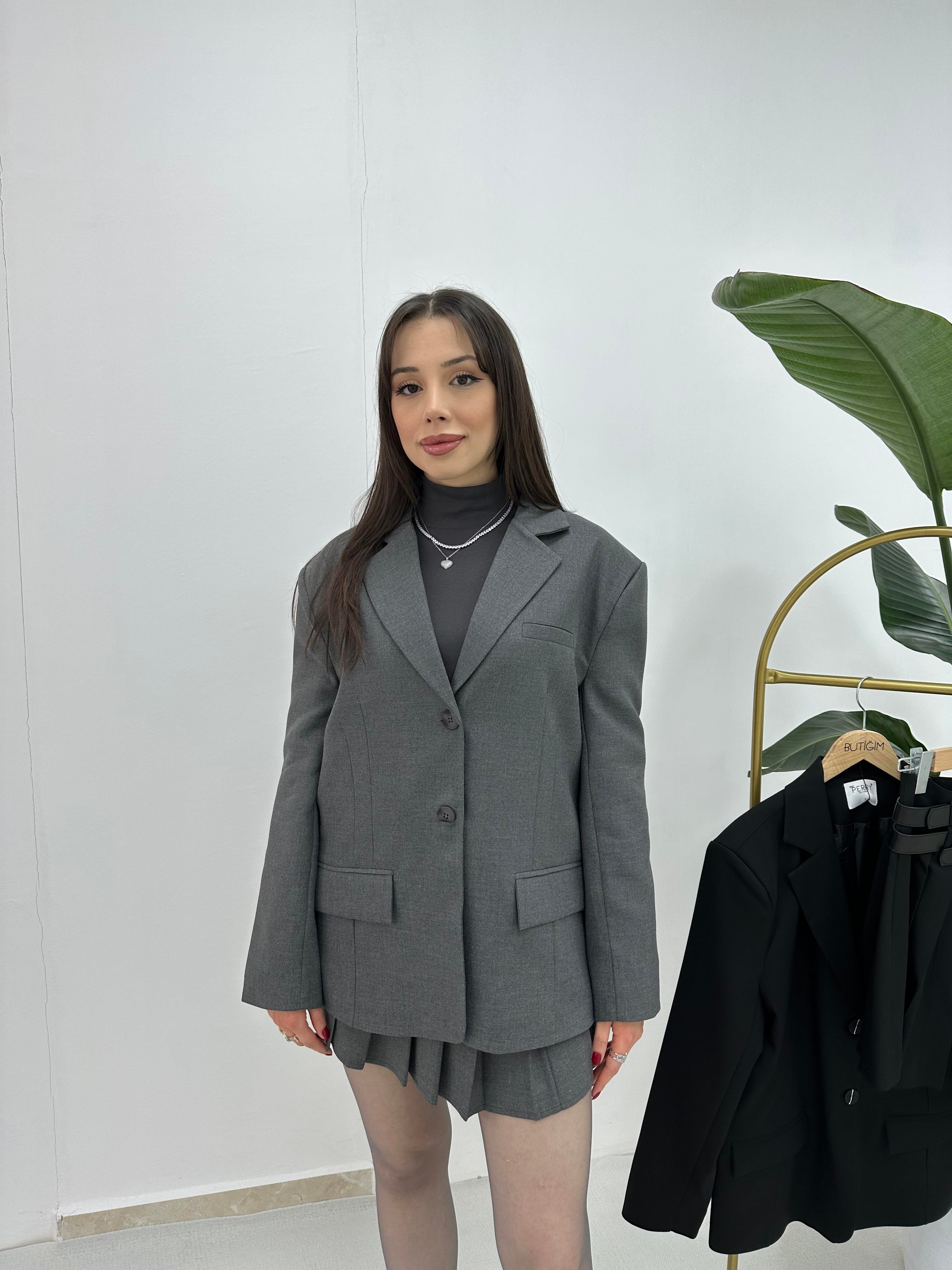 Premium Oversize Gri Ceket
