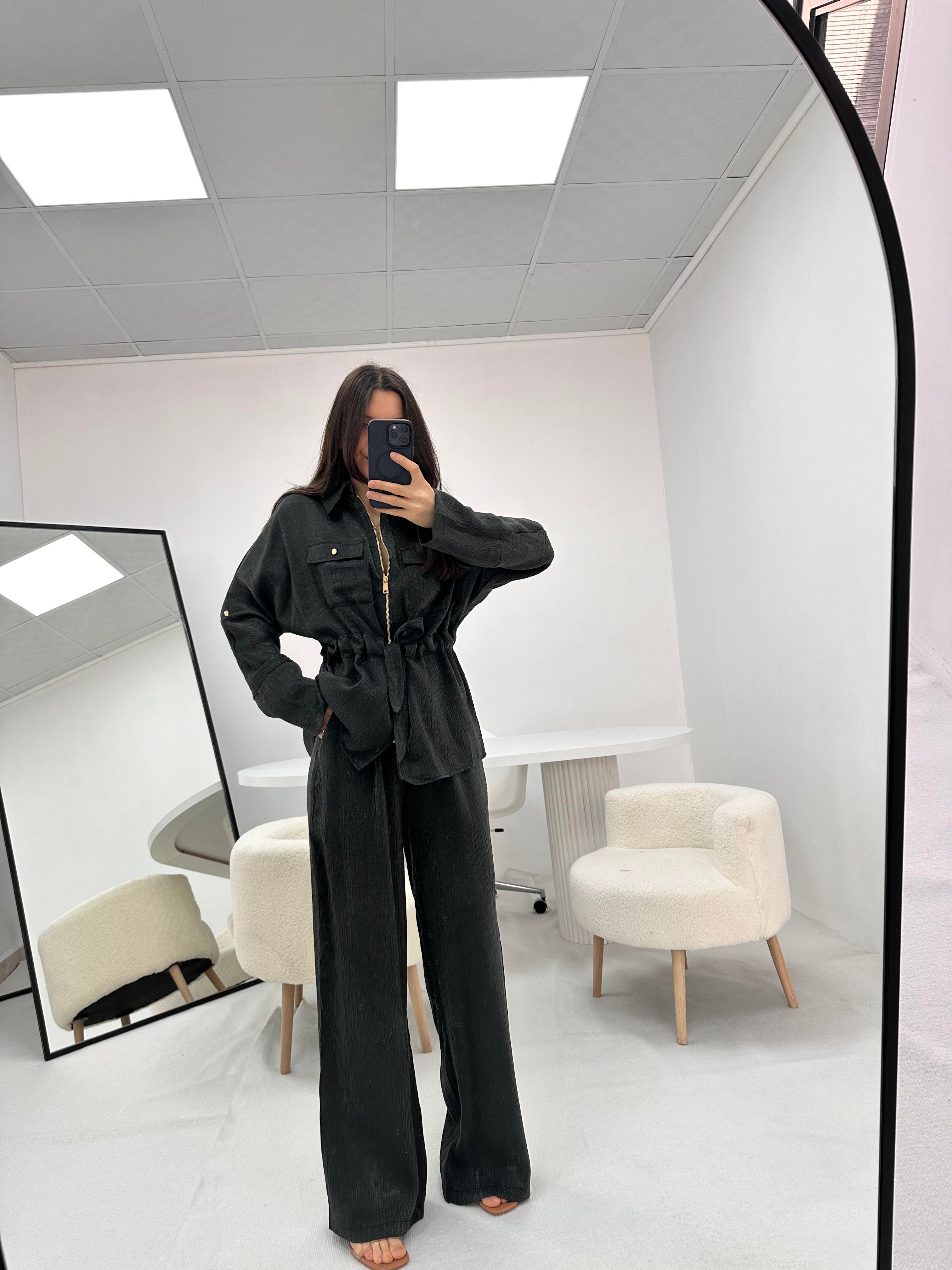 Siyah Simli Ceket Pantolon Takım