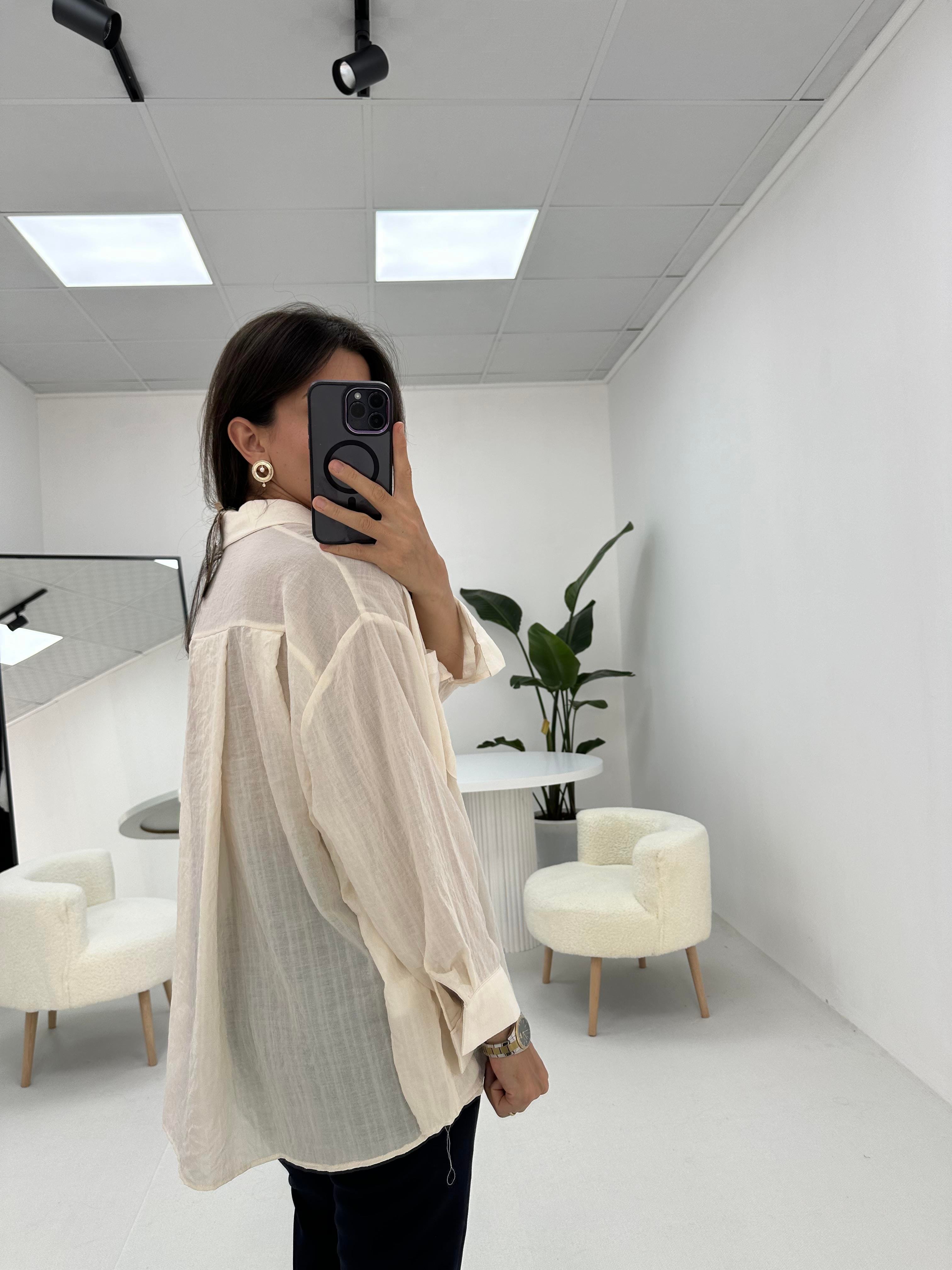 Taş Detaylı Oversize Taş Gömlek