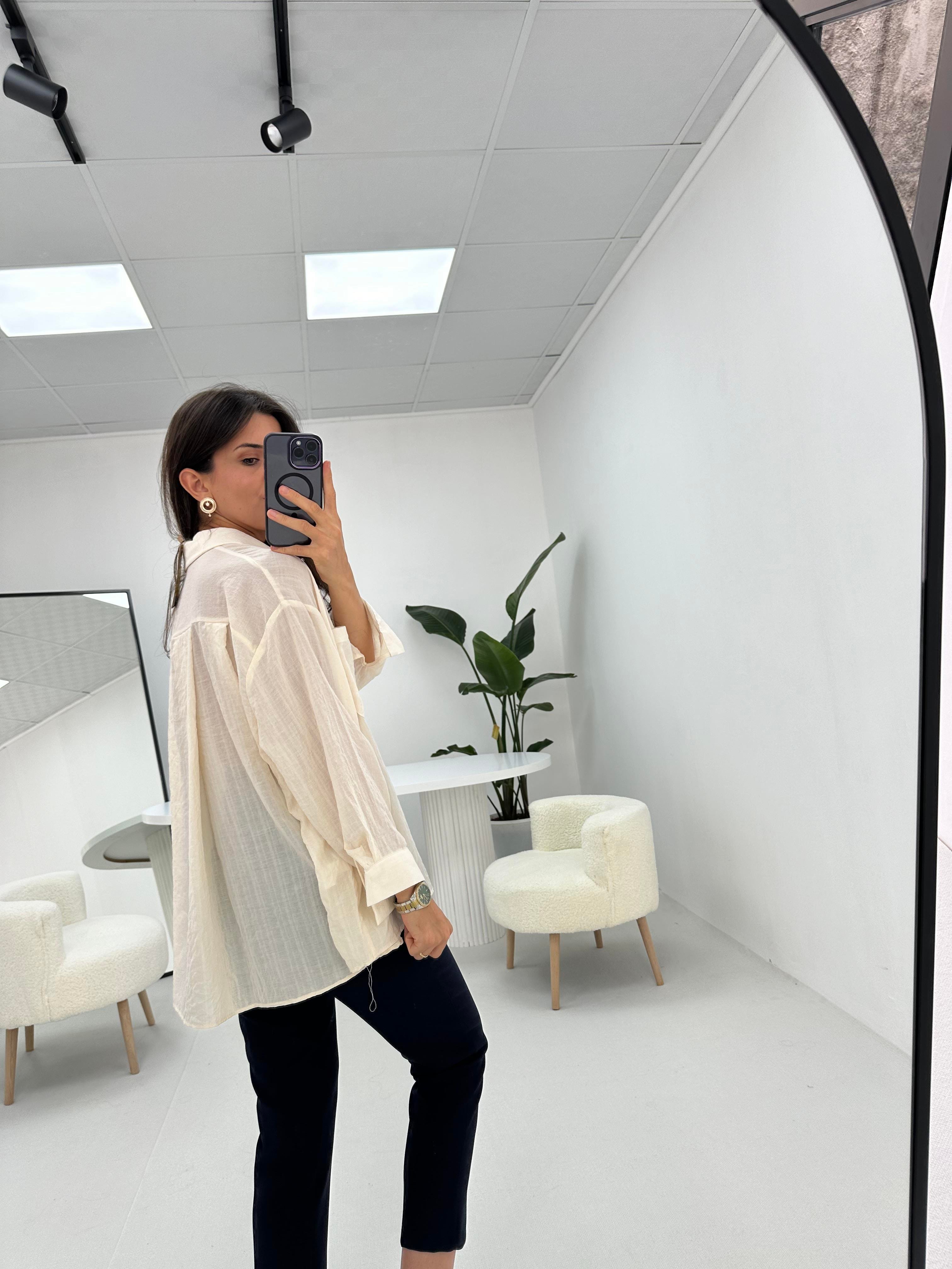 Taş Detaylı Oversize Taş Gömlek