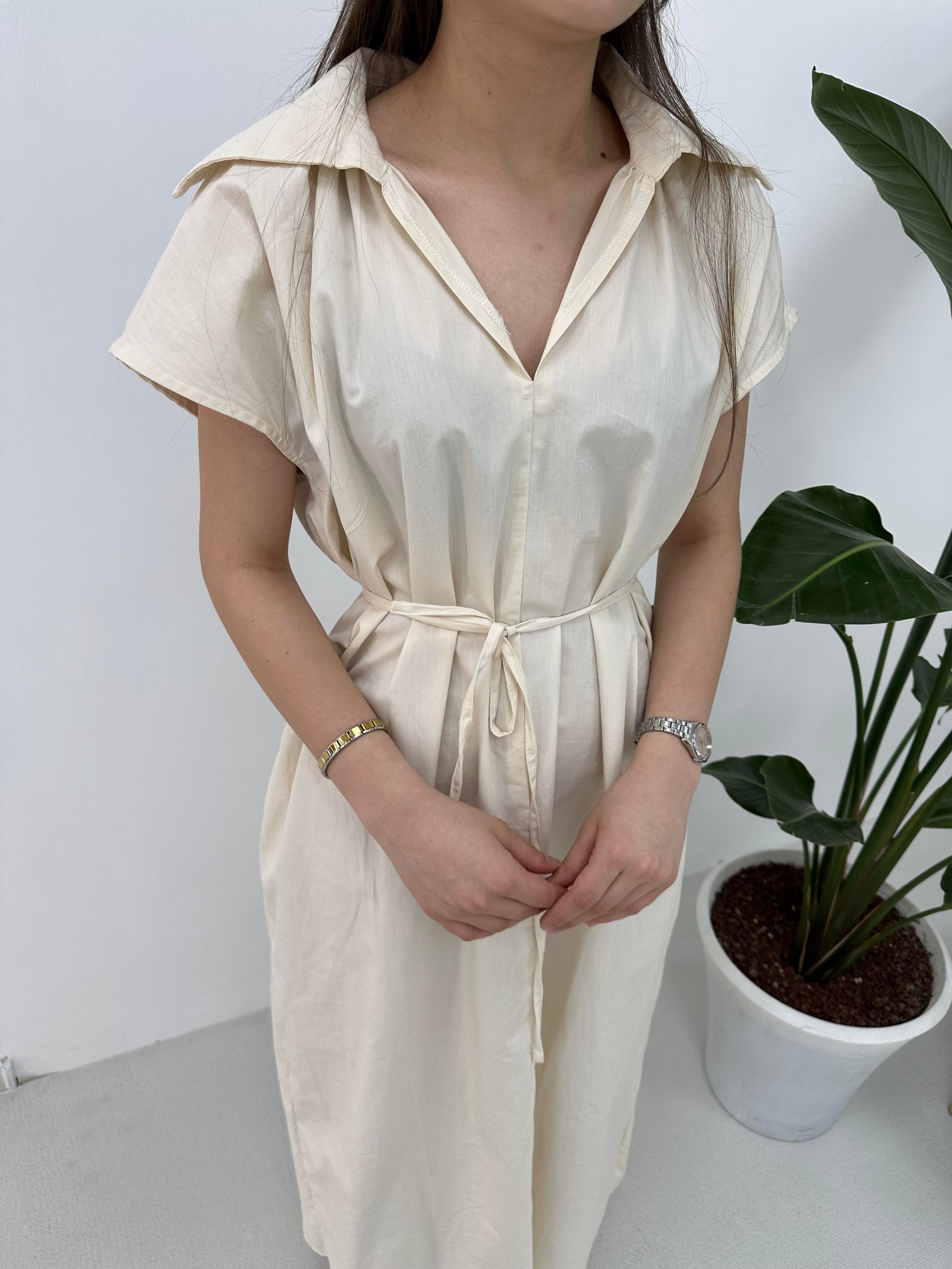 Taş Geniş Yaka Oversize Elbise 