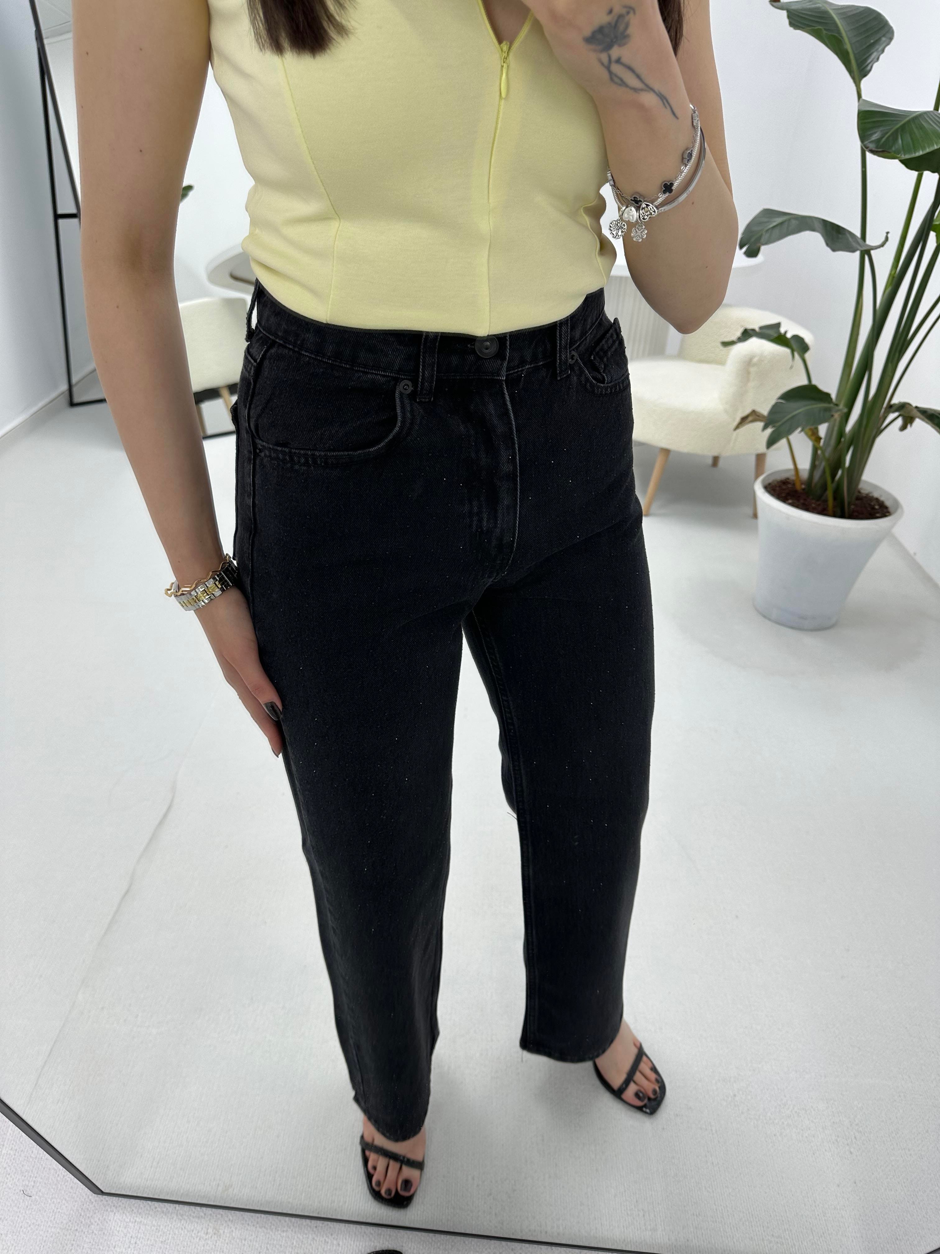 Taşlı Siyah Jean