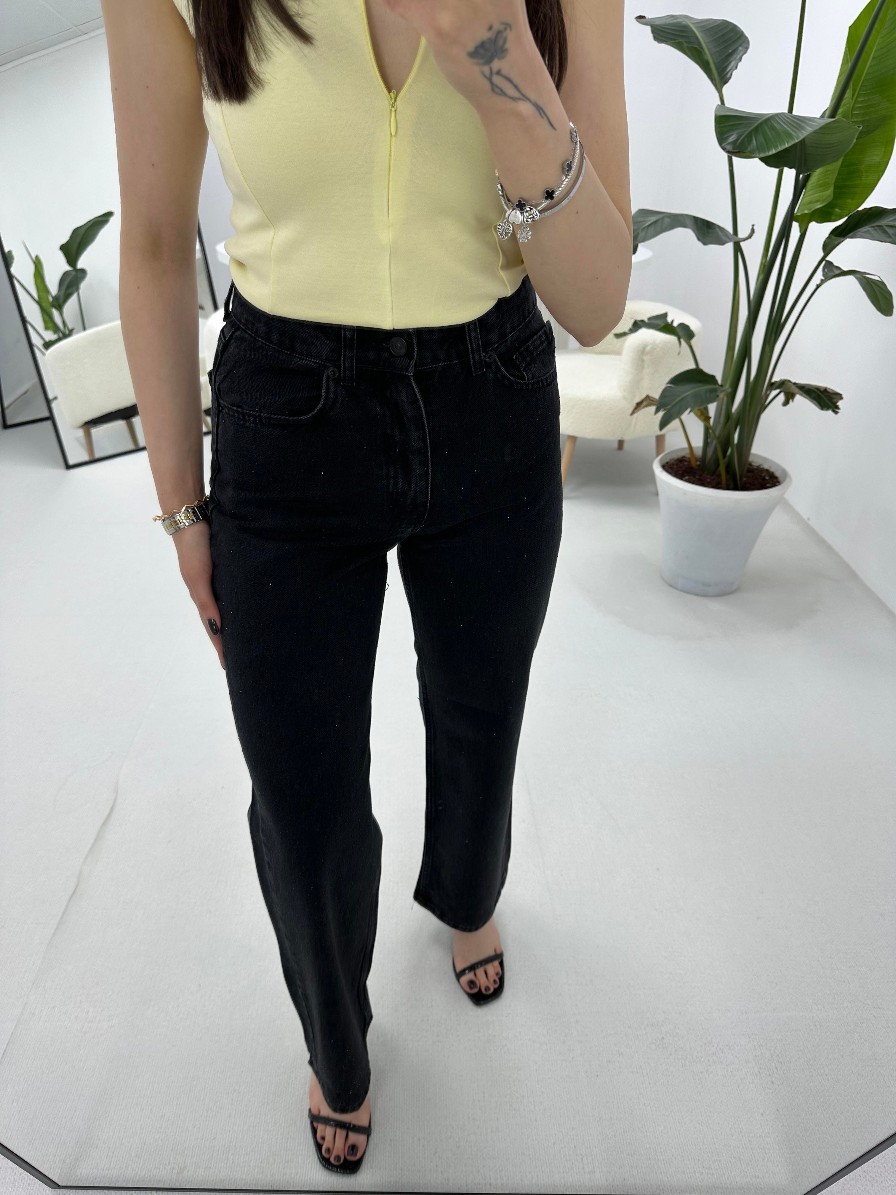 Taşlı Siyah Jean