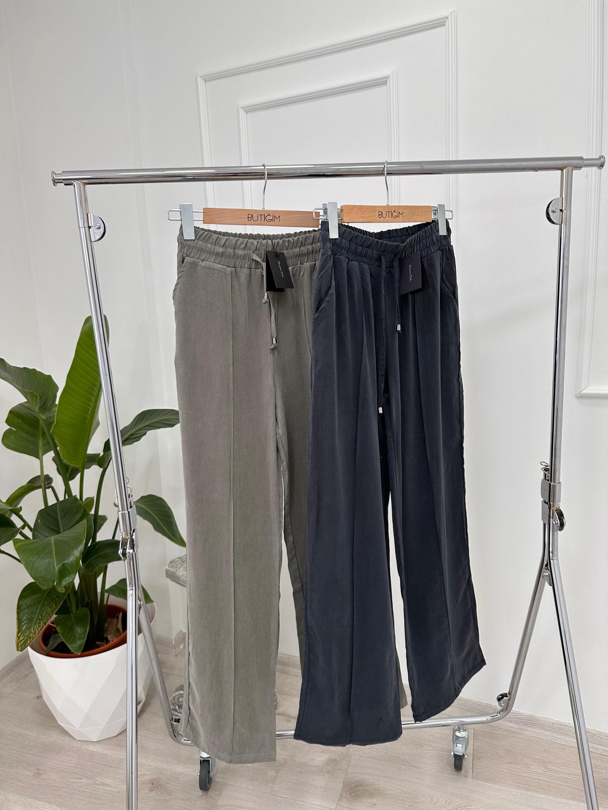TENSEL KUMAŞ BELİ LASTİKLİ PANTOLON 