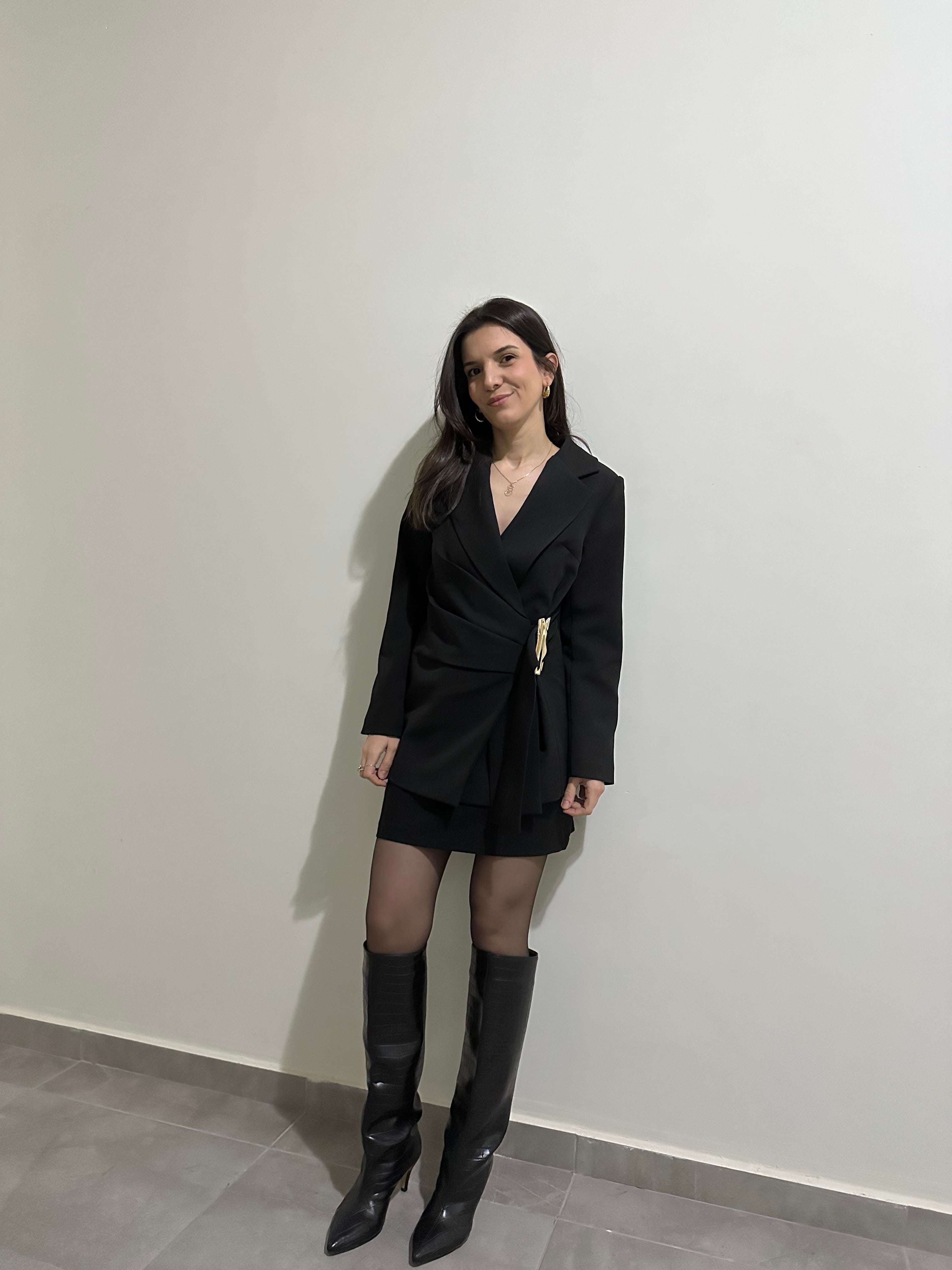Tokalı Blazer Siyah Ceket