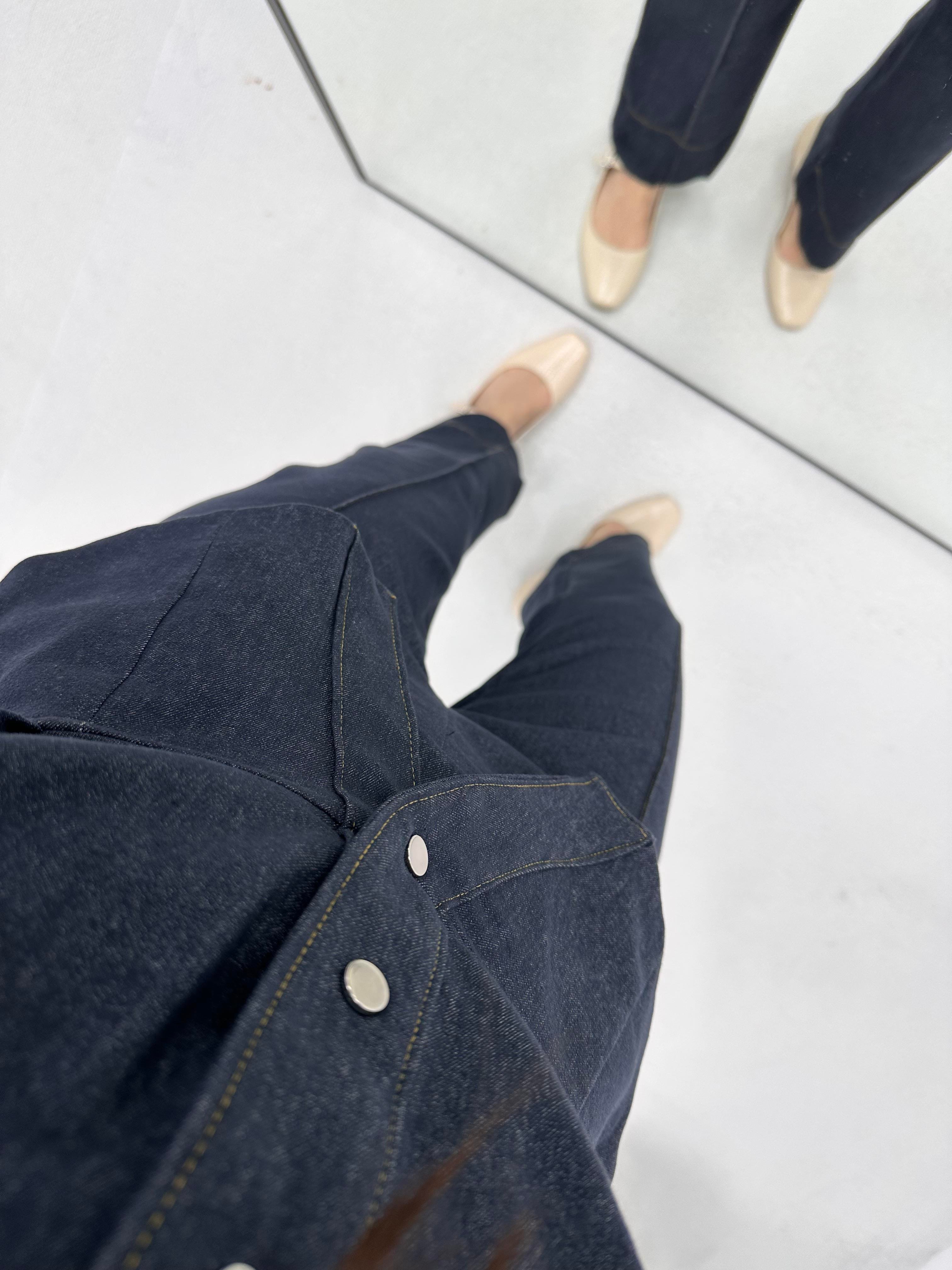 Vatkalı Mavi  Denim Kot Takım 