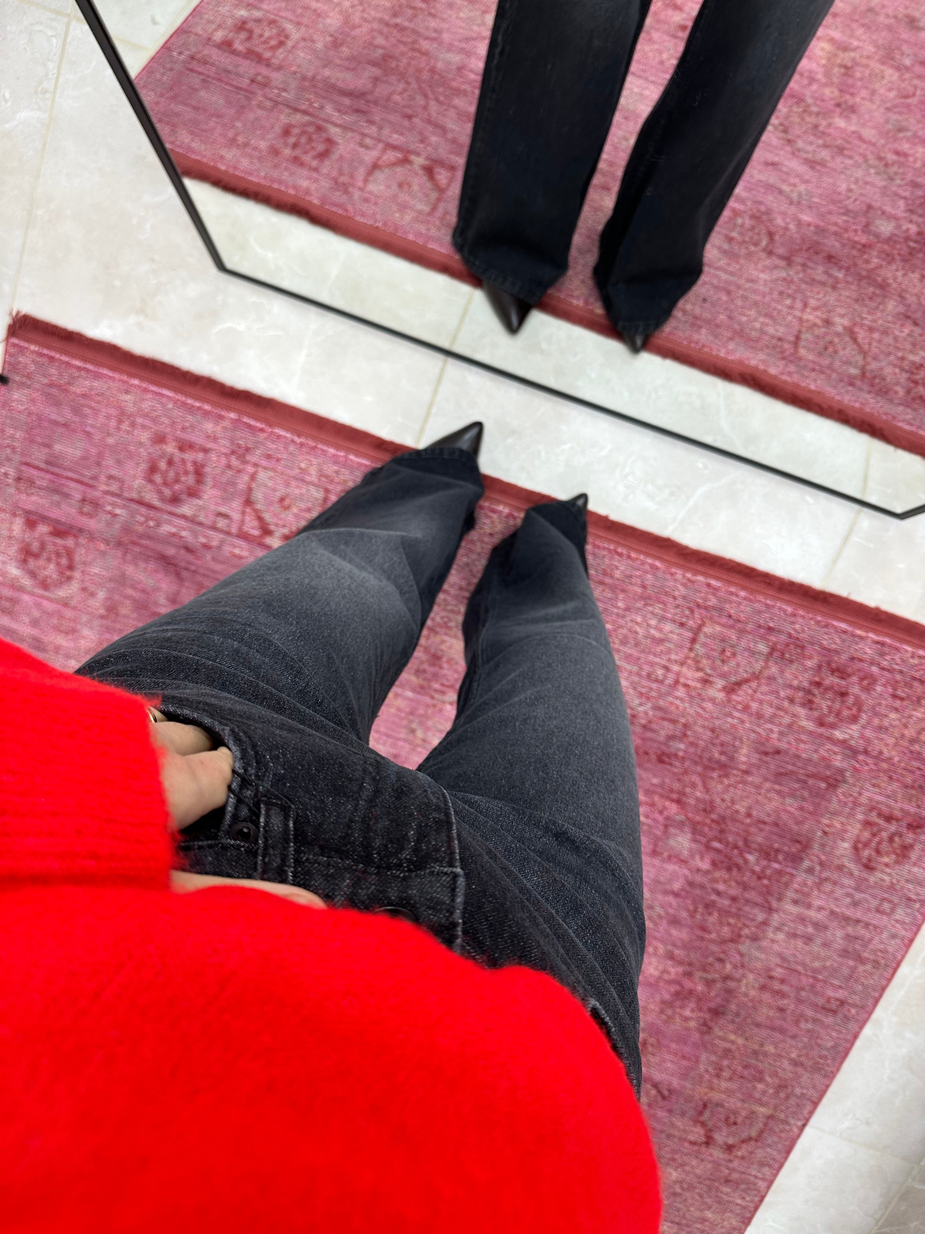 Wideleg Palazzo Siyah Kot Pantolon 