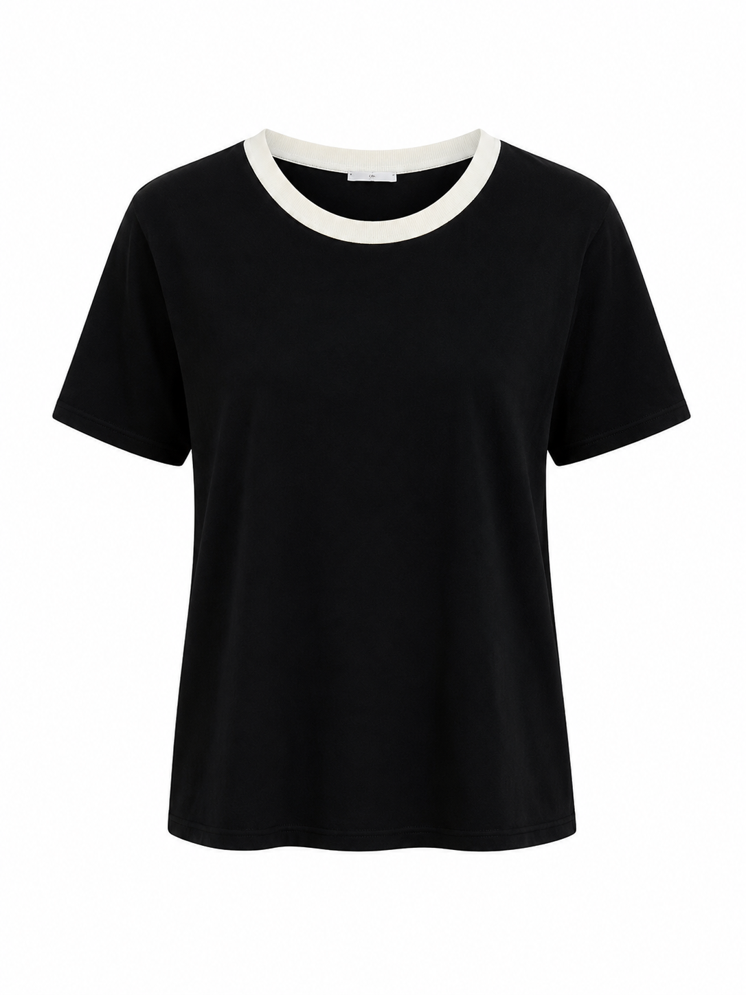 Yaka Biyeli Siyah T-Shirt