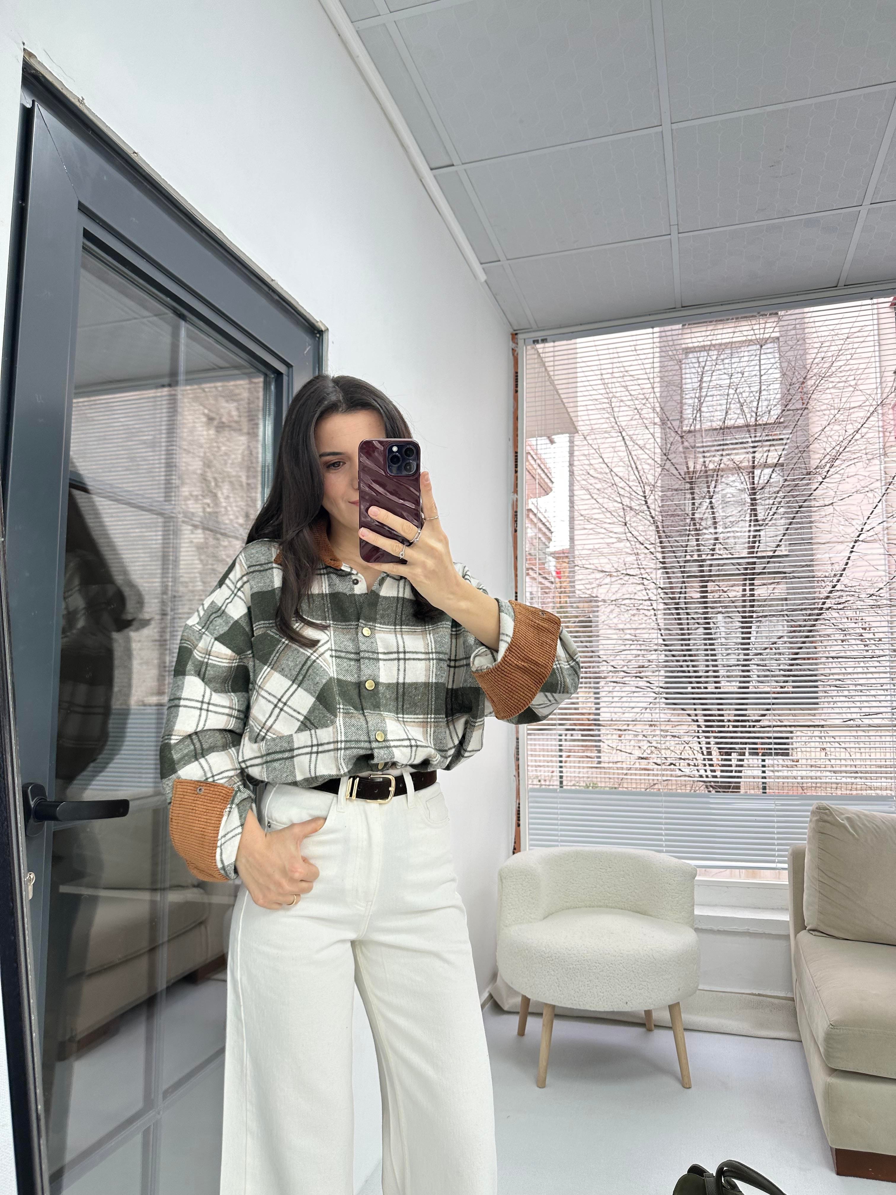 Yaka Detaylı Haki Oduncu Gömlek