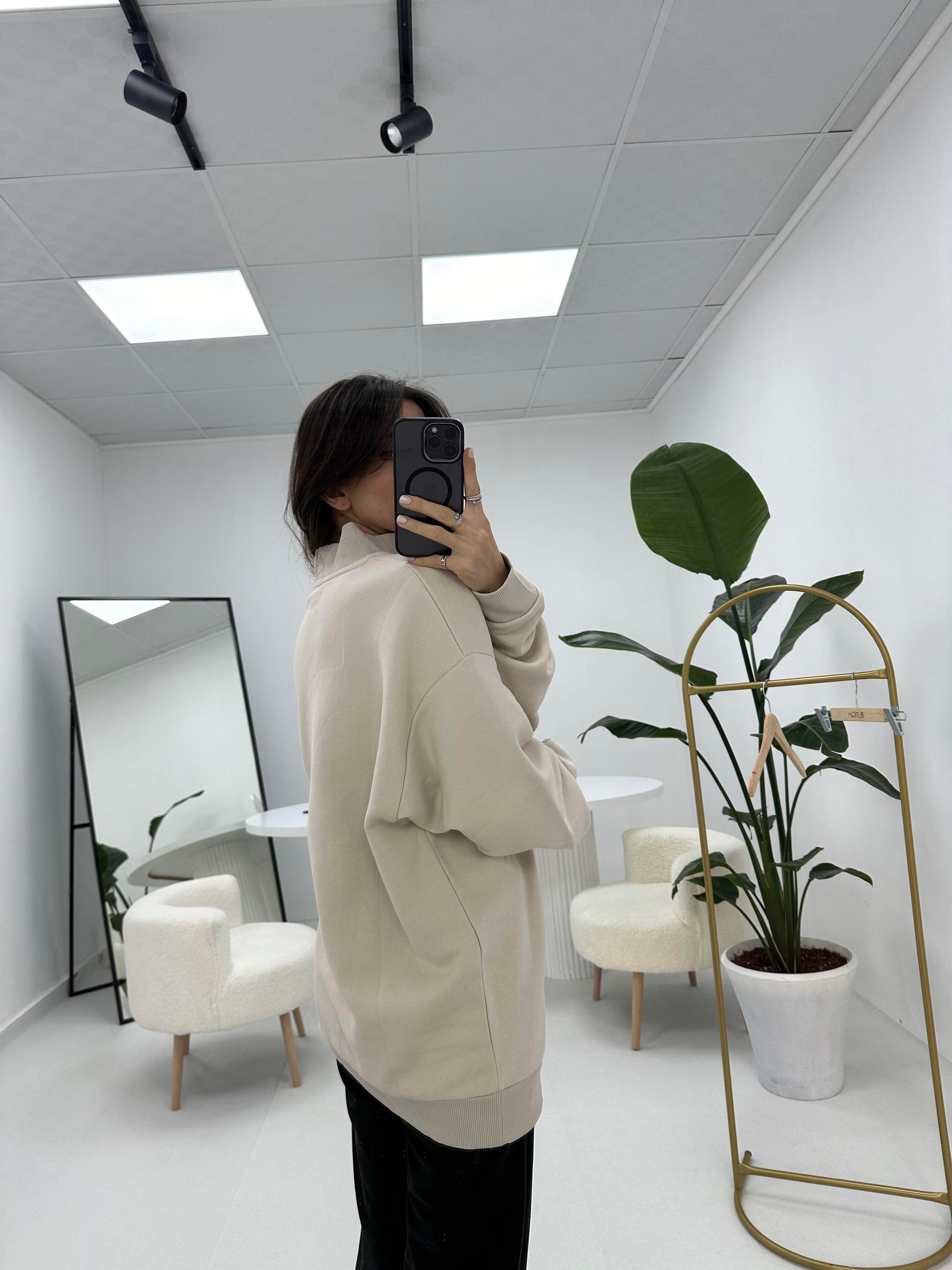 Yaka Fermuarlı Sweatshirt
