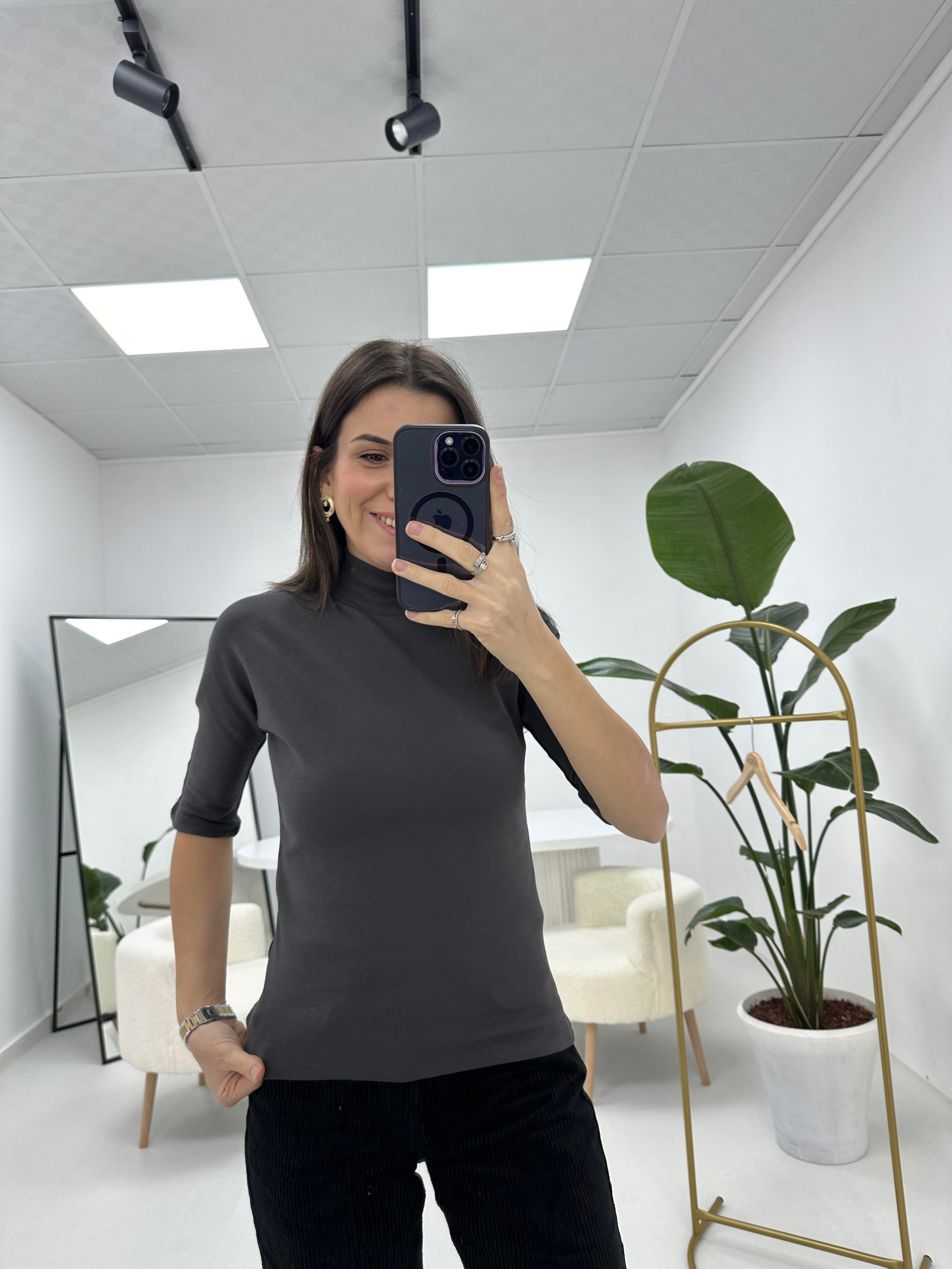 Yarım Balıkçı Antrasit  Bluz