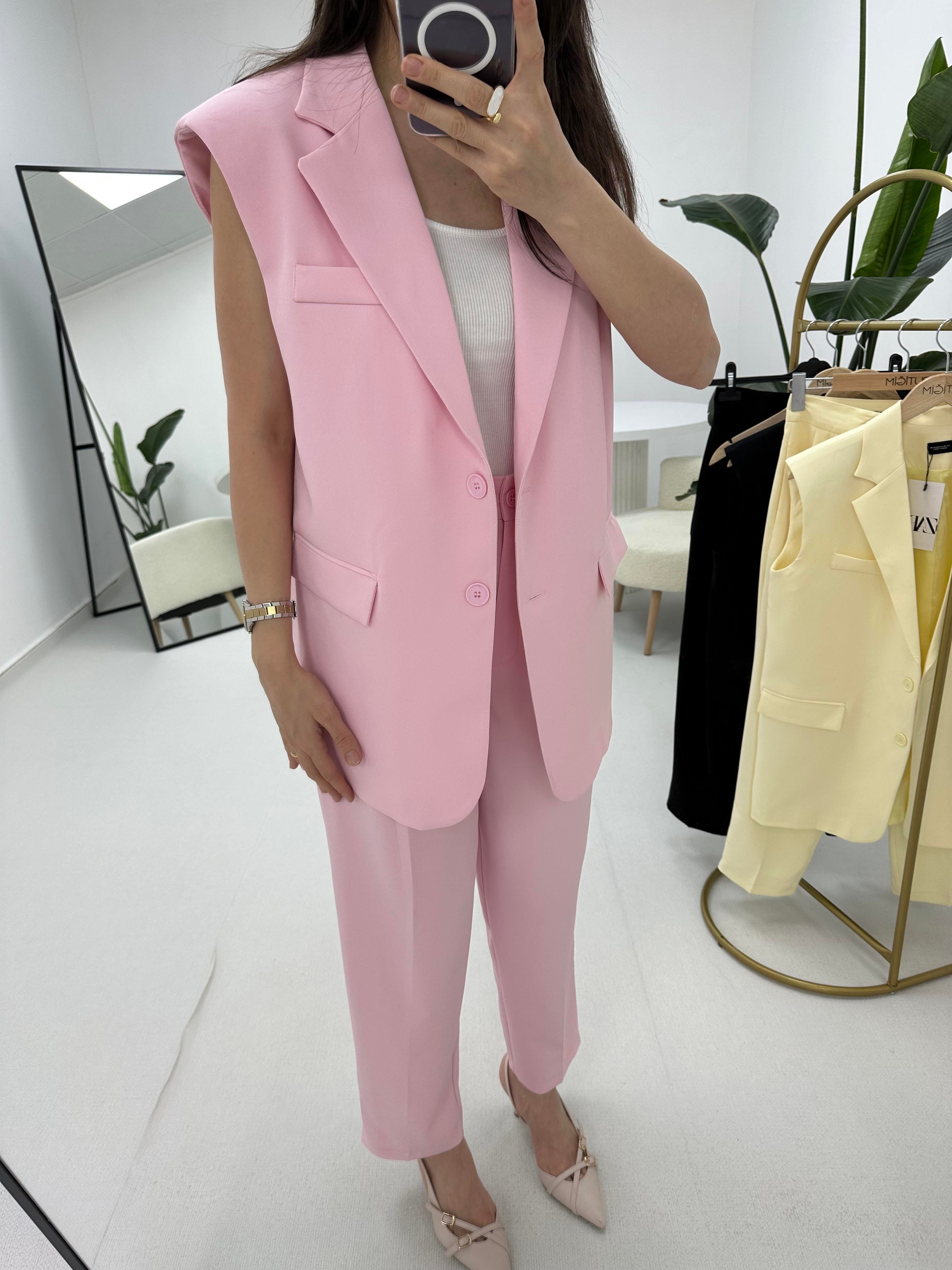 Yelek Pantolon Takım Pembe 