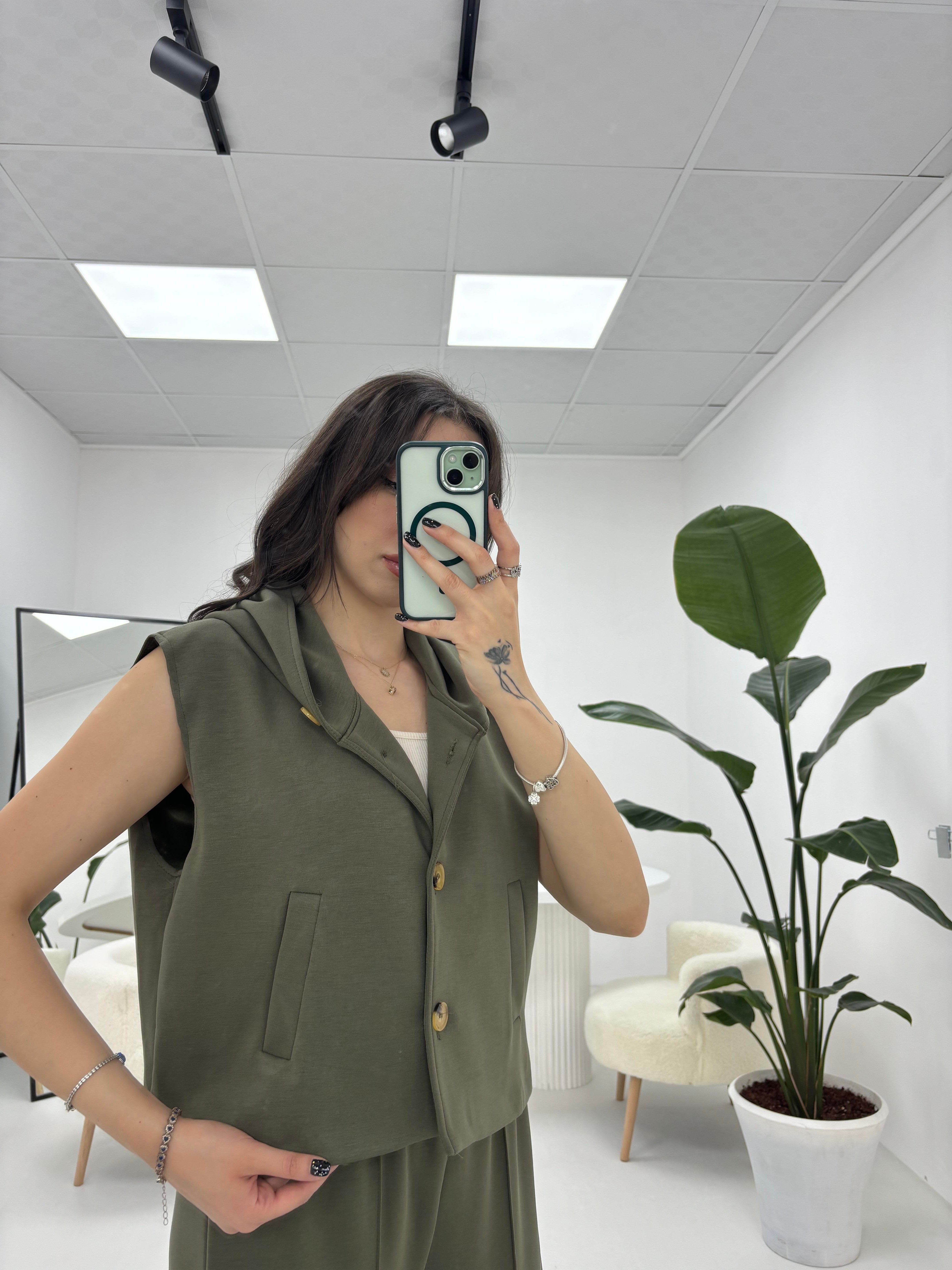 Yelekli Eşofman Takımı Haki