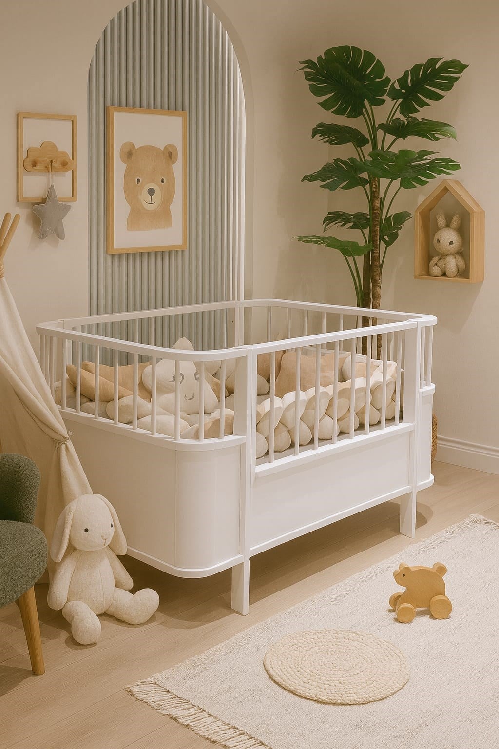  %100 MDF Bonnie 2 Kapılı Gardırop & %100 MDF Bohem 80x130 cm ( 80x180 cm ) Büyüyen Beşik