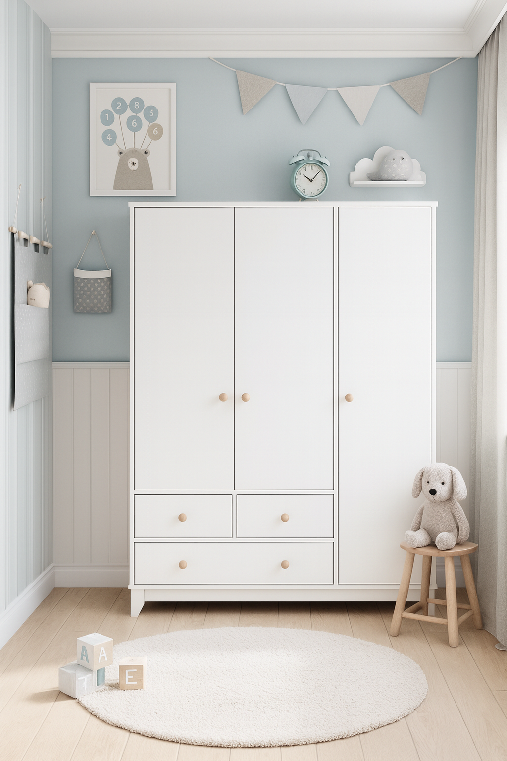  %100 MDF Bonnie Bebek&Çocuk Odası ( 3 Kapılı Dolap & 4 Çekmeceli Şifonyer & 90x190 Yavrusuz Karyola)