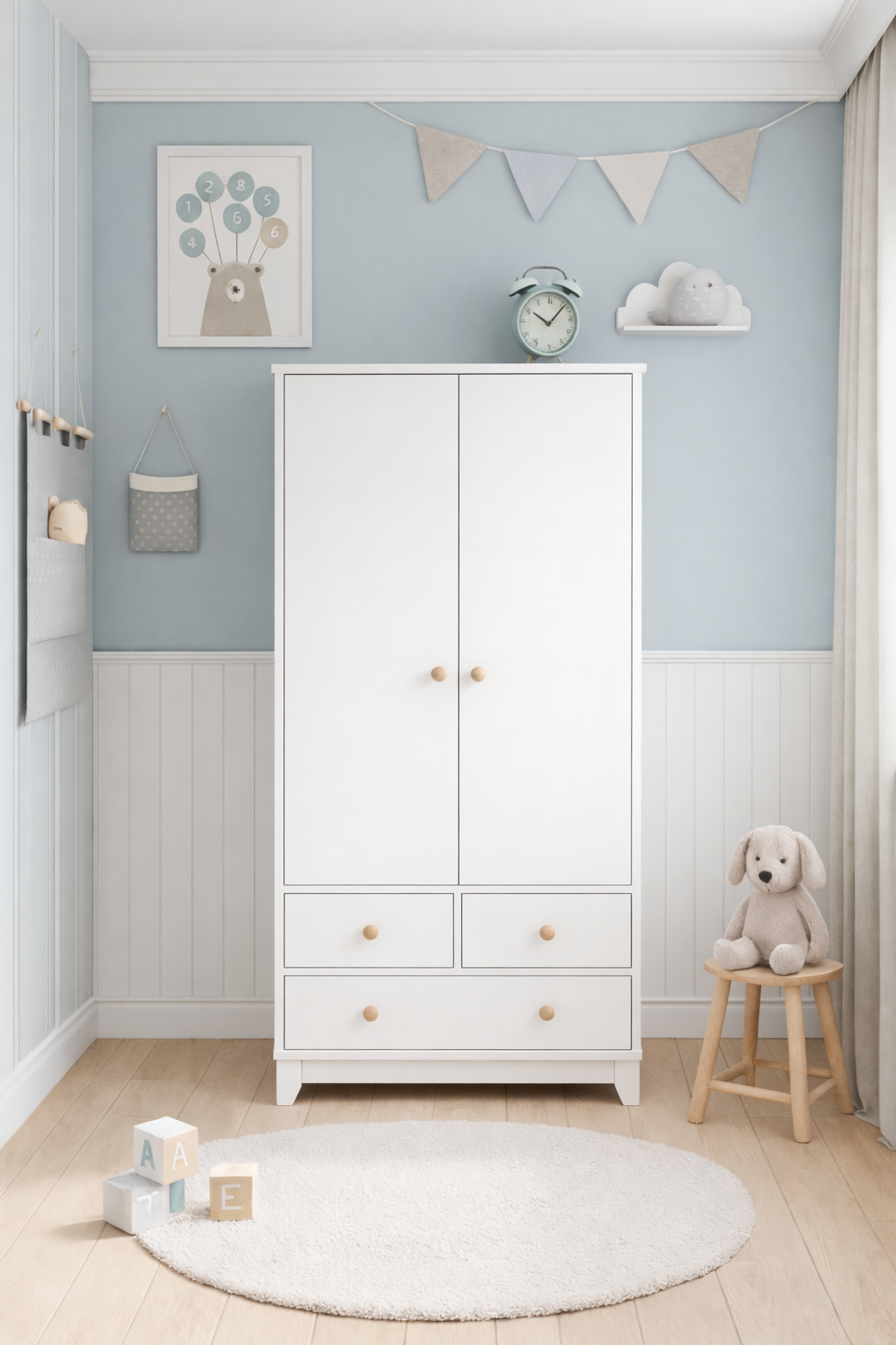  %100 MDF Bonnie Maxi Bebek Odası ( 2 Kapılı Dolap & 8 Çekmeceli Şifonyer & 90x190 Yavrusuz Karyola)