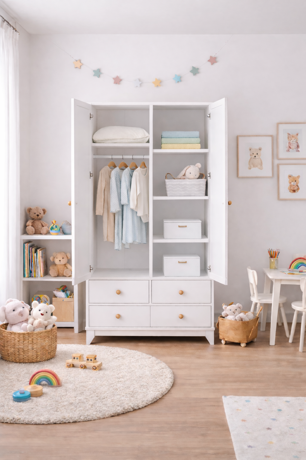  %100 MDF Bonnie Maxi Bebek Odası ( 2 Kapılı Dolap & 8 Çekmeceli Şifonyer & 90x190 Yavrusuz Karyola)