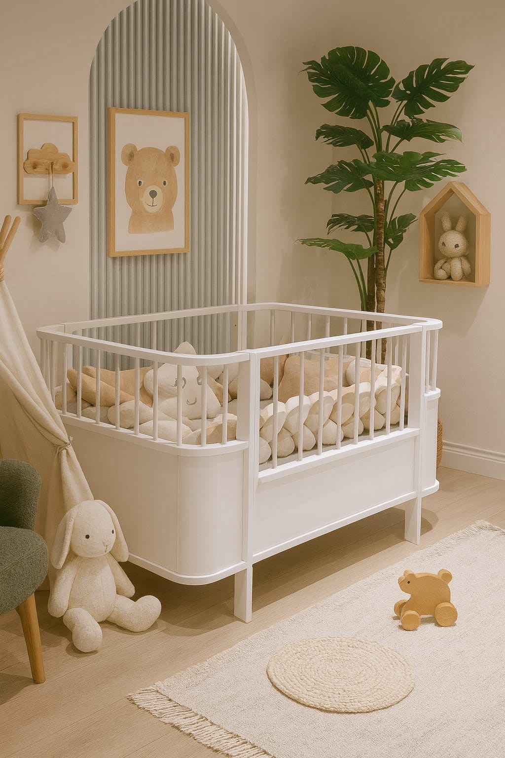  %100 MDF Bonnie Mega ( Mini ) Bebek Odası Takımı ( 4 Kapılı Dolap & 8 Çekmeceli Şifonyer & 80x130 cm (80x180 ) Büyüyen Beşik