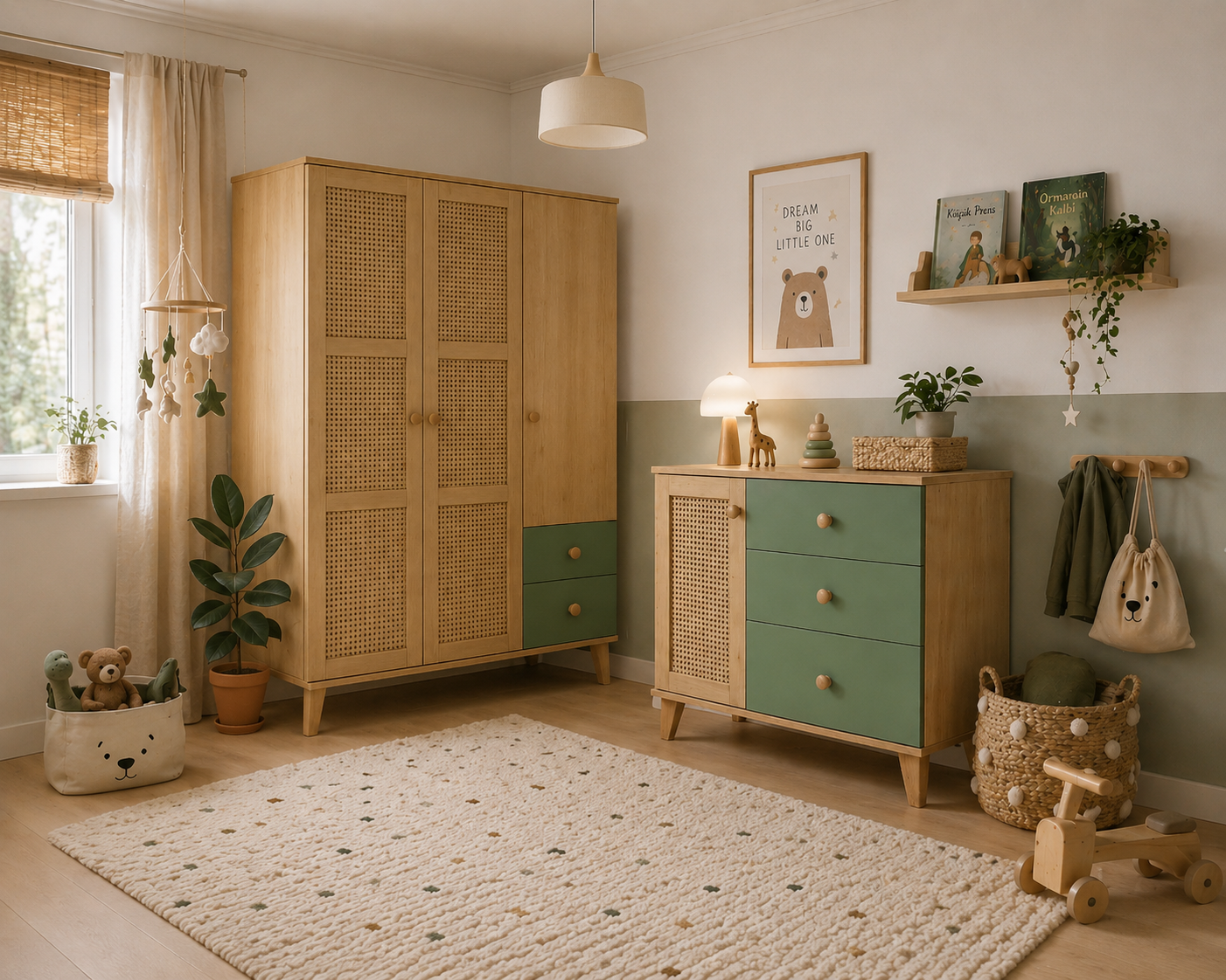  %100 MDF Greenwood Maxi Bebek & Çocuk Odası Takımı