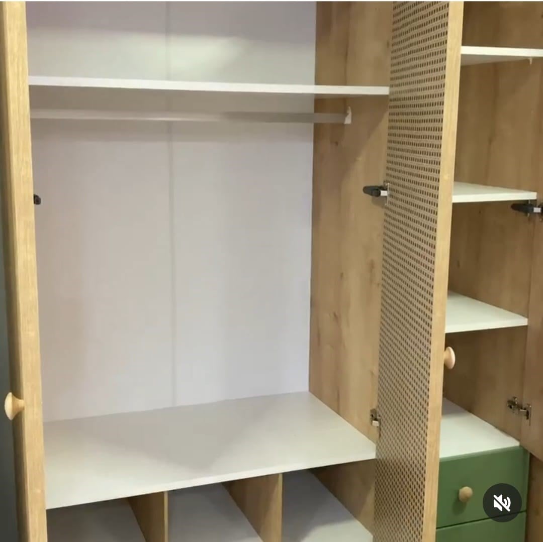  %100 MDF Greenwwod 3 Kapılı Bebek & Çocuk Gardırop