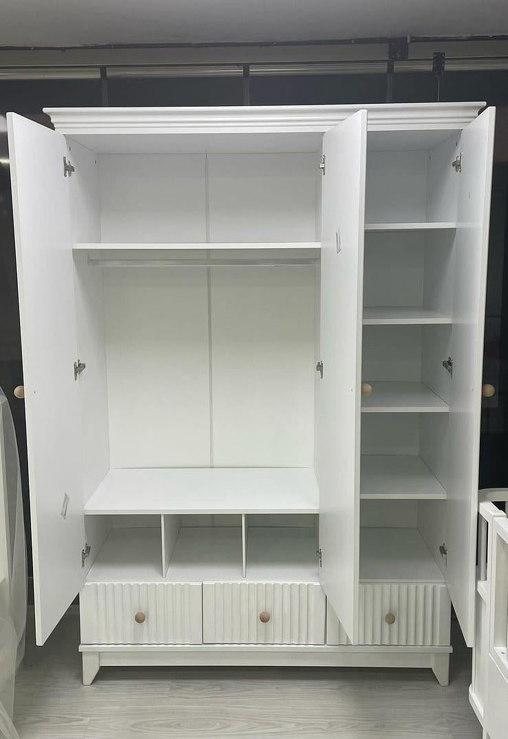 %100 MDF Bohem Maxi Ahşap Beyaz Bebek Odası Takımı