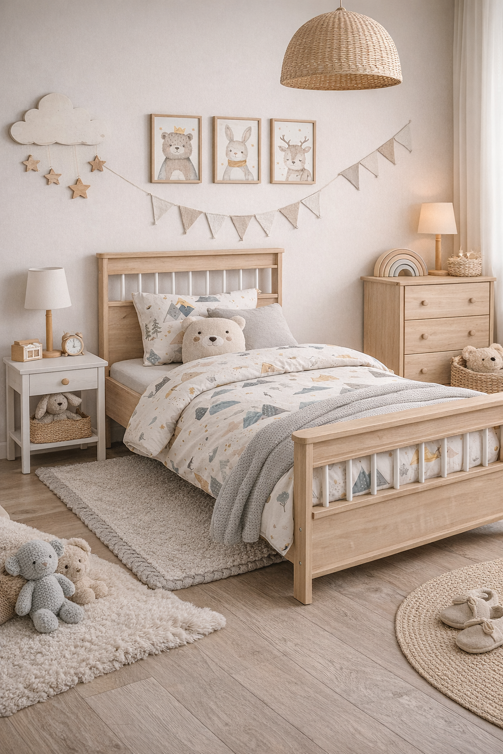 %100 MDF Bonnie Ahşap Beyaz 90x190 cm Montessori Bebek & Çocuk Karyola