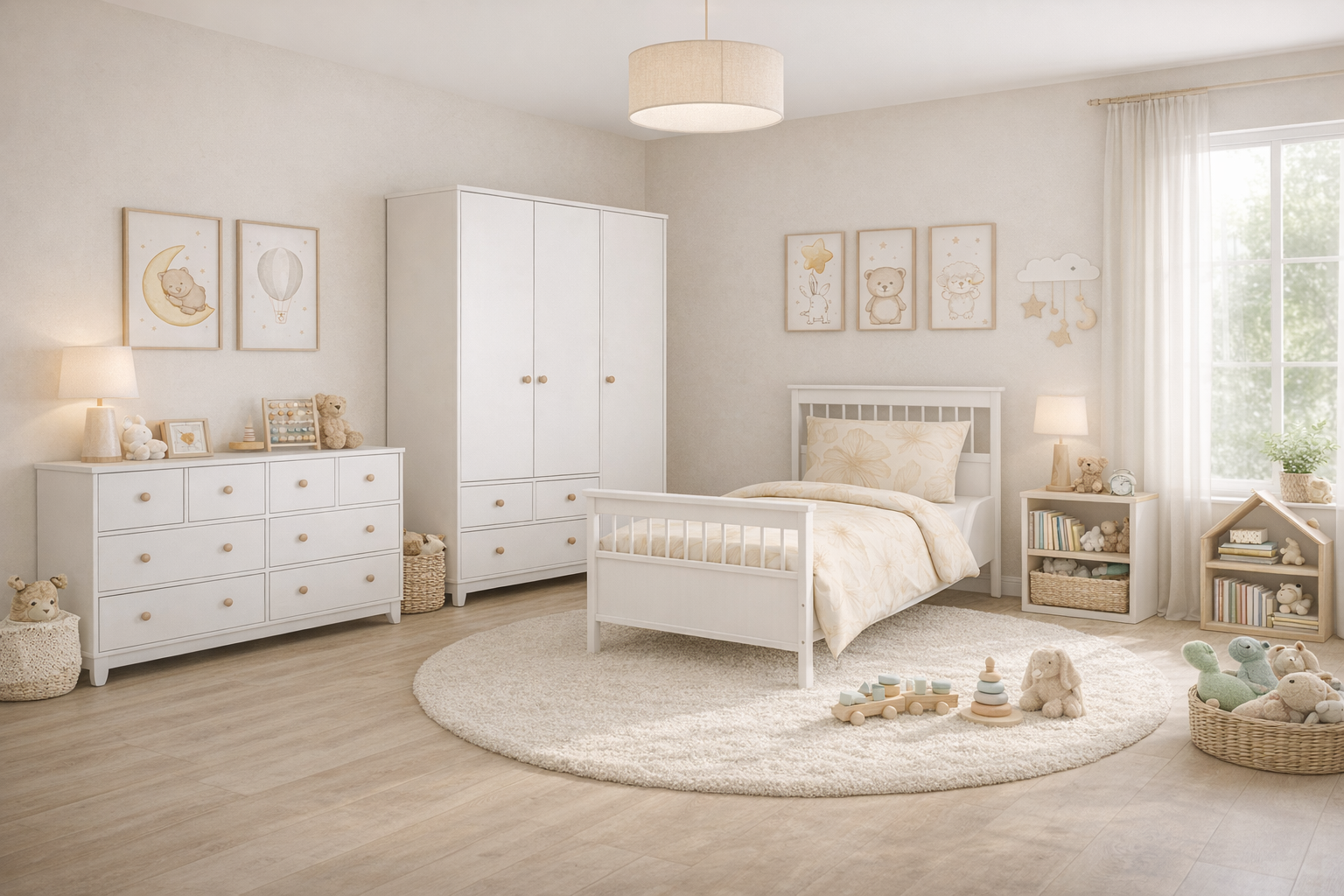 %100 MDF Bonnie Mega Bebek Odası (3 Kapılı Dolap & 8 Çekmeceli Şifonyer & 90x190 Yavrusuz Karyola)