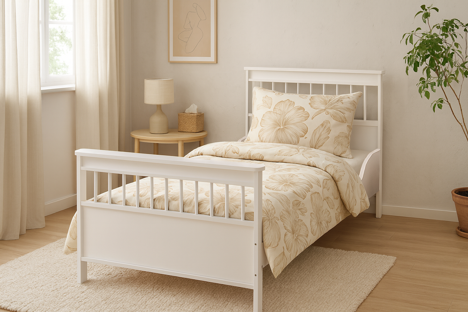 %100 MDF Bonnie Mini Bebek Odası ( 2 Kapılı Dolap & 4 Çekmeceli Şİfonyer & 90x190 Yavrusuz Karyola)