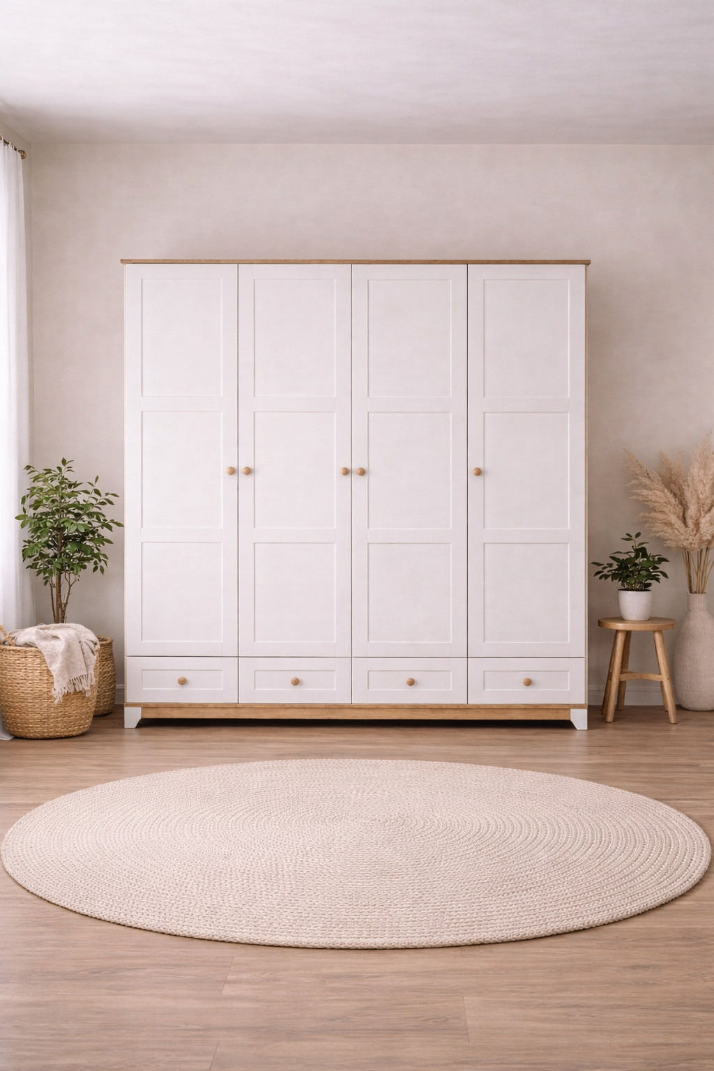%100 MDF Lotus 4 Kapılı Bebek & Çocuk Gardırop
