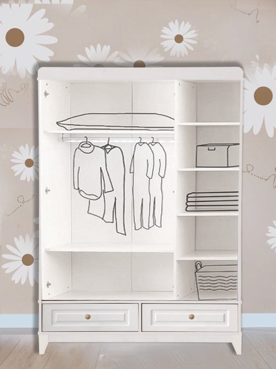%100 MDF Panjur Beyaz Duvar Çatılı Maxi Bebek Odası Takımı