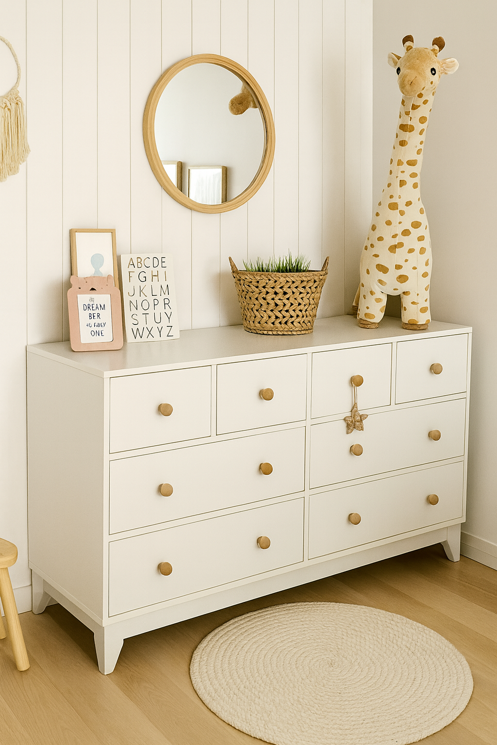 %100 MDF Soho 2 Kapılı Bebek&Çocuk Gardırop & Bonnie 8 Çekmeceli Şifonyer