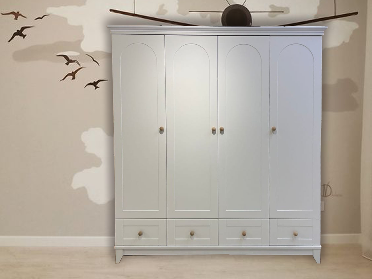%100 MDF Soho Düz Kapak Desen 4 Kapılı Bebek & Çocuk Gardırop