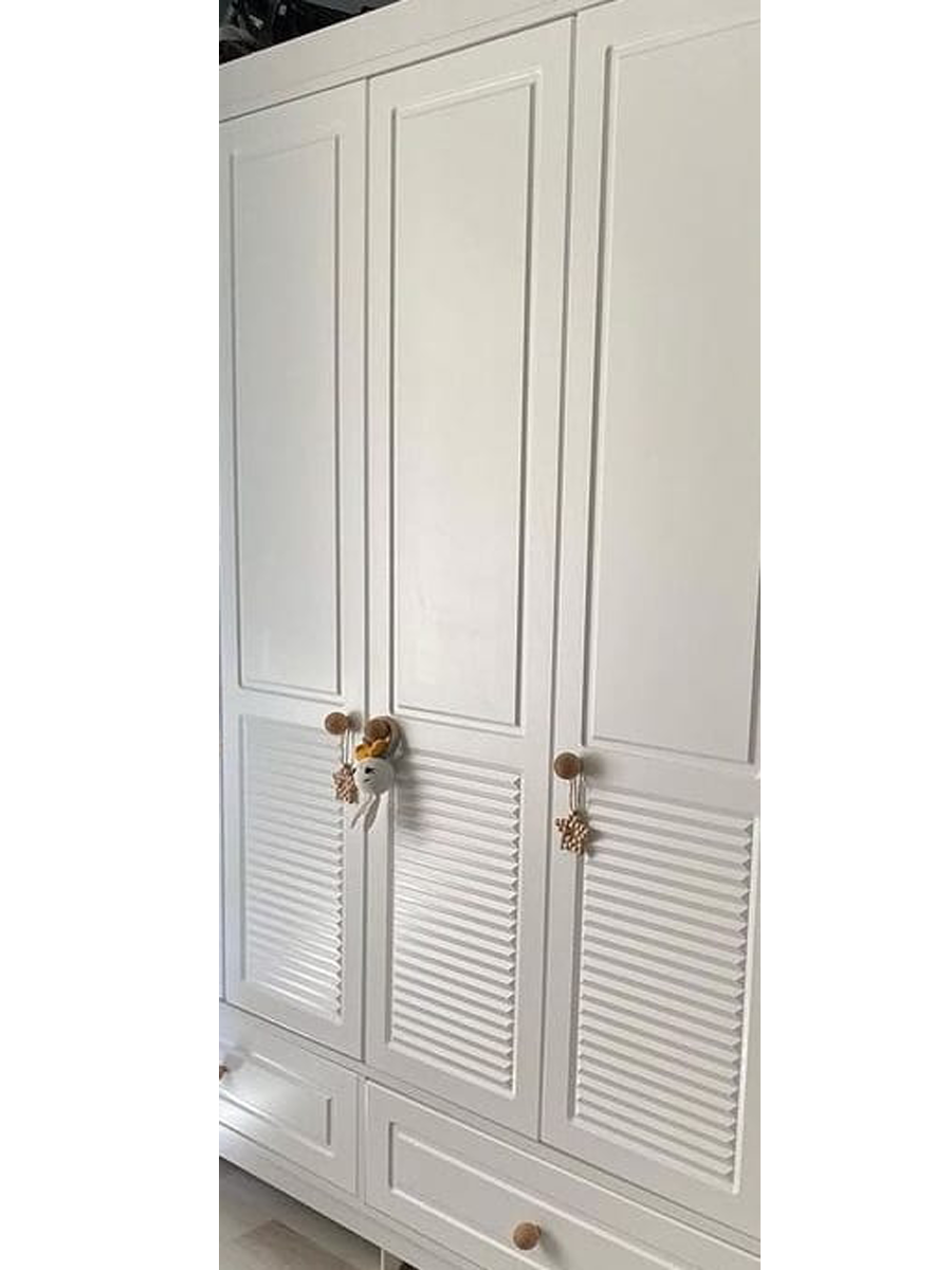 Panjur Beyaz 3 Kapılı Bebek & Çocuk Gardırop