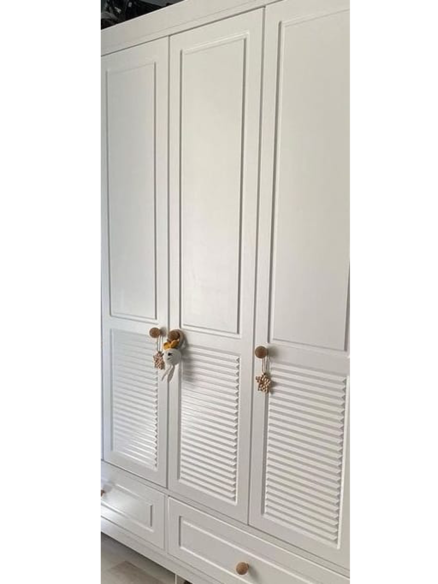 Panjur Beyaz 3 Kapılı Bebek & Çocuk Gardırop