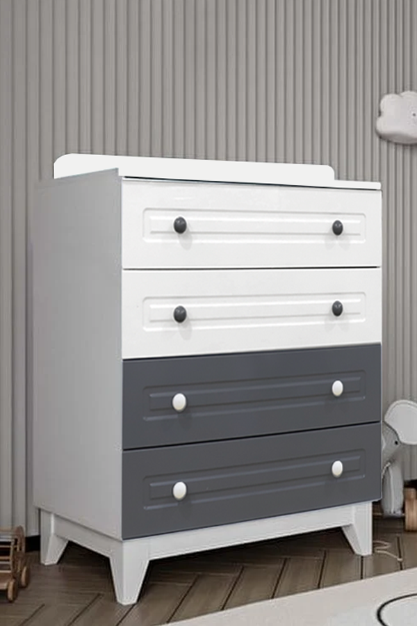 Stella Gri Beyaz Bebek & Çocuk Odası Şifonyer