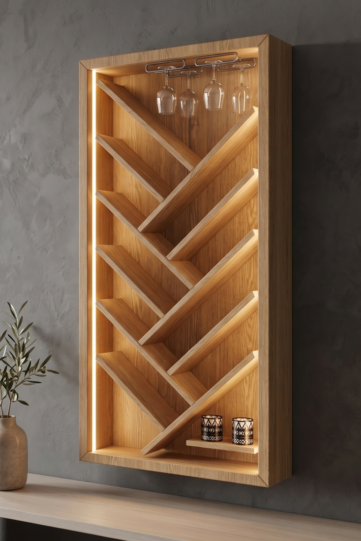 Çok Amaçlı DolapAvm 24Tepee Şişelik ve Şaraplık Meşe 70 cm