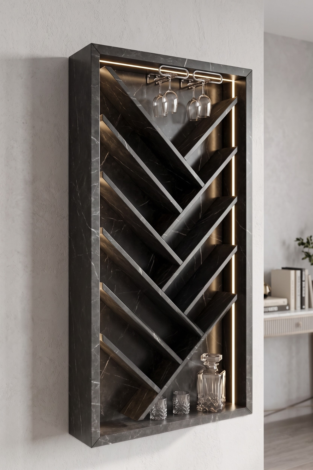 Çok Amaçlı DolapAvm 24Tepee Şişelik ve Şaraplık Royal Siyah 80 cm