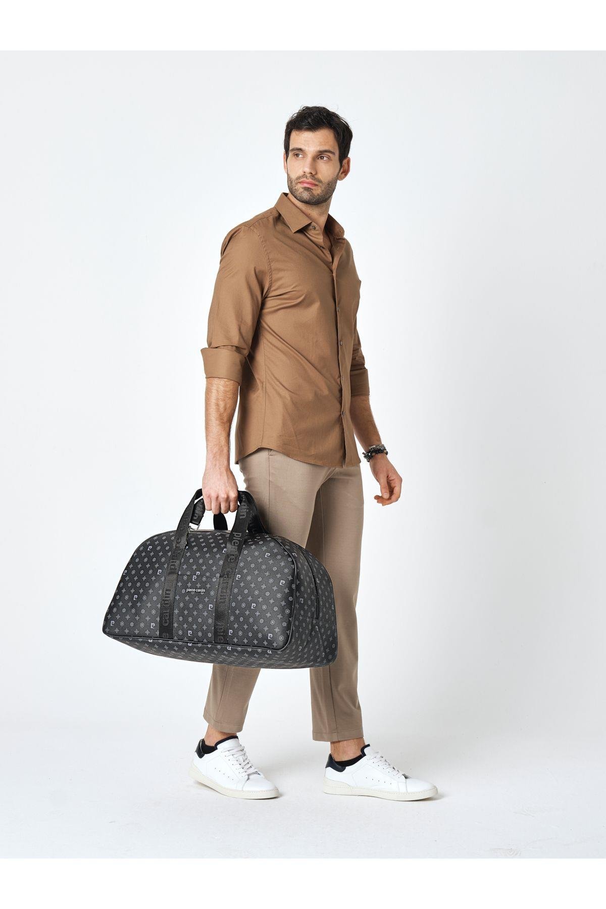 04pc001206 El Valizi Bavul Spor Çantası Valiz Baskılı Siyah