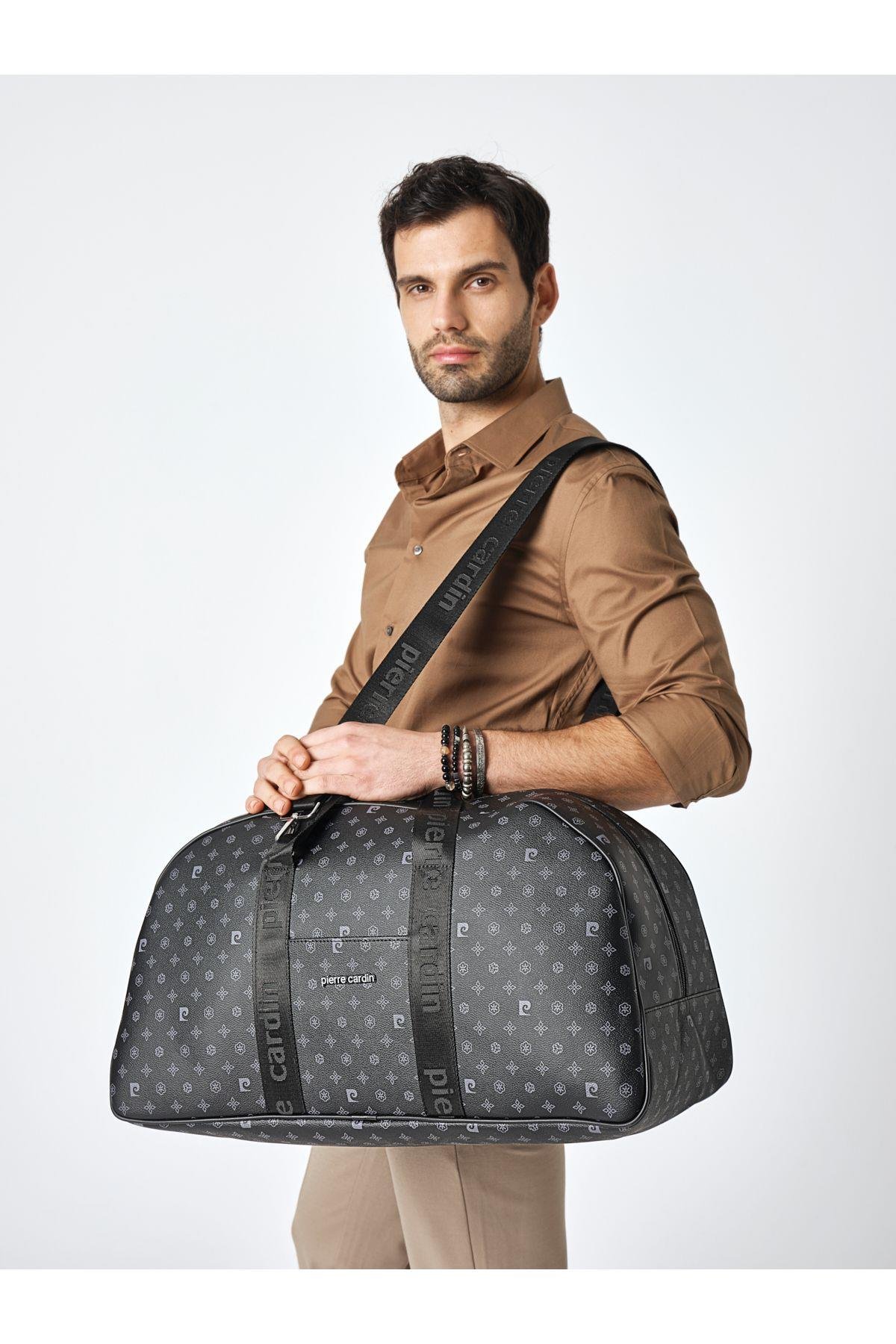 04pc001206 El Valizi Bavul Spor Çantası Valiz Baskılı Siyah