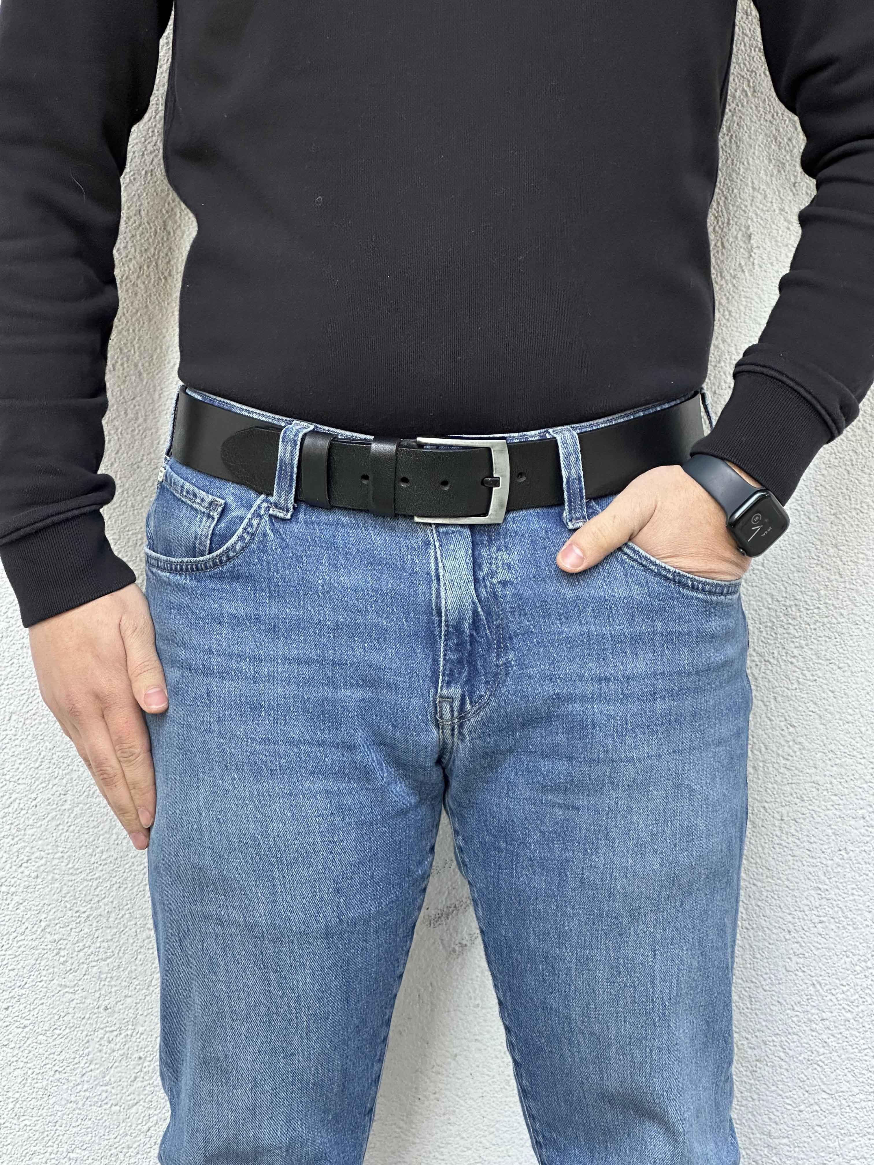 %100 Hakiki Deri Kemer Erkek Spor Kemer Siyah 0160