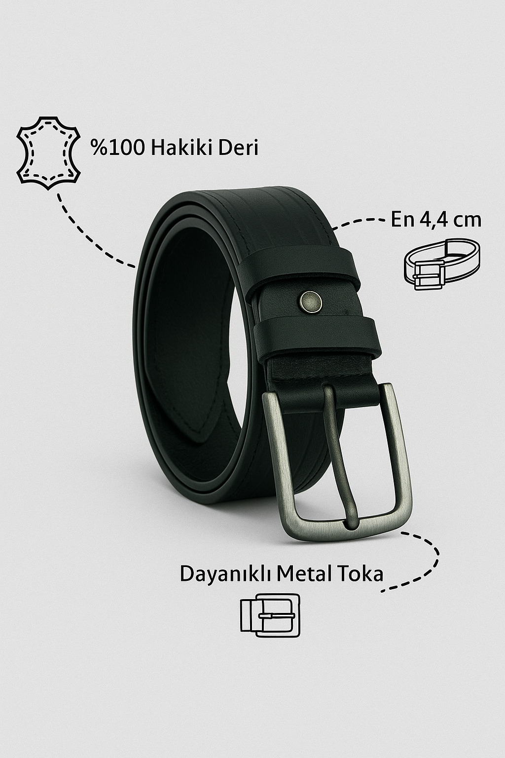 %100 Hakiki Deri Kemer Erkek Spor Kemer Siyah 0159