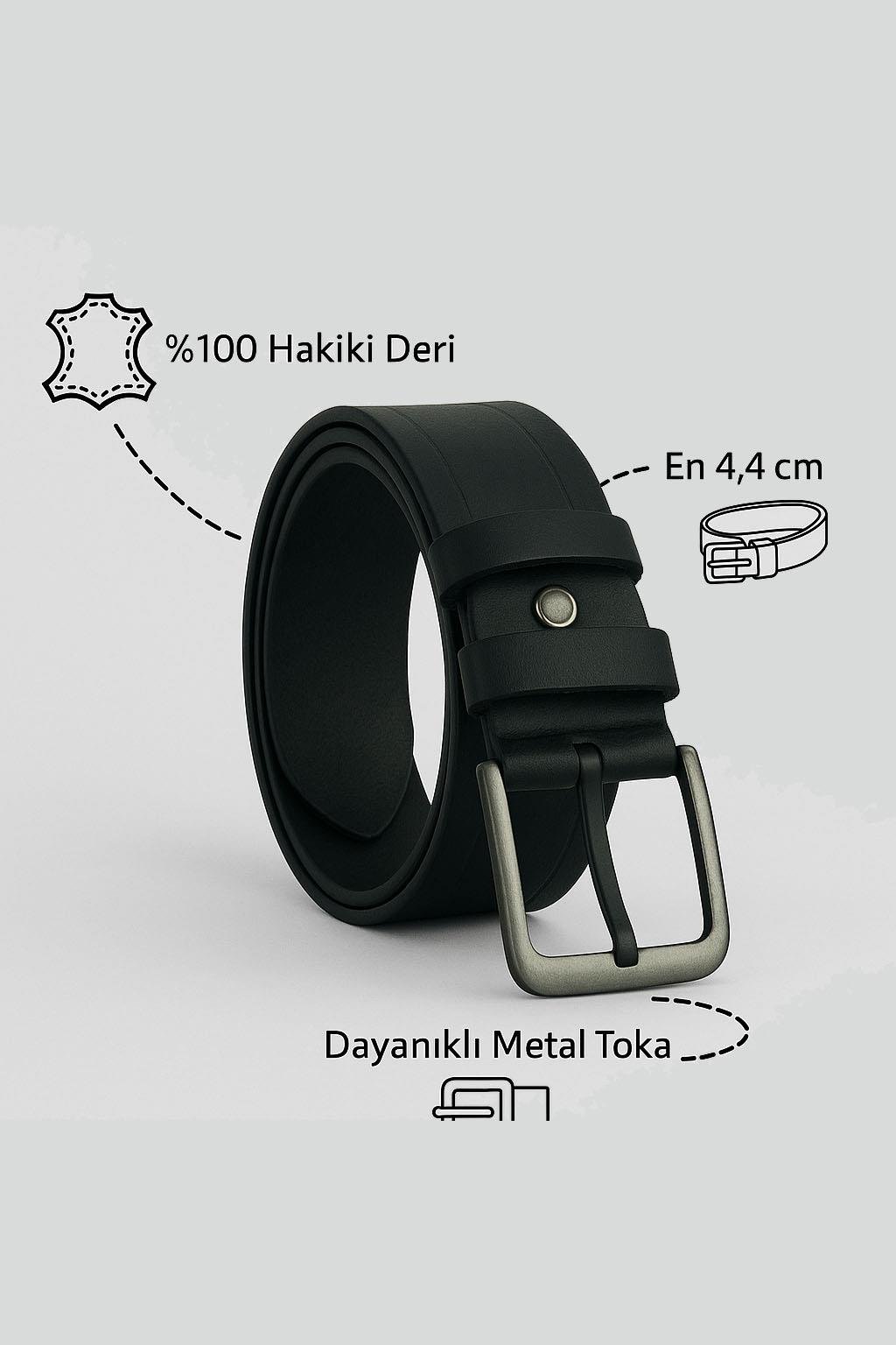 %100 Hakiki Deri Kemer Erkek Spor Kemer Siyah 0160